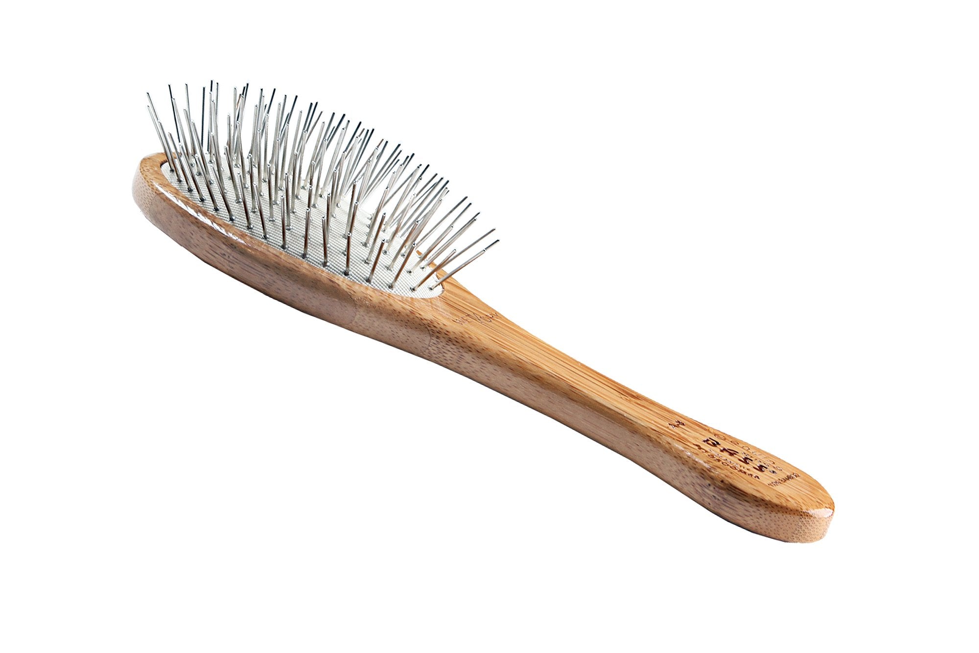 Style & Detangle Pet Brush Alloy Pin | Pure Bamboo Handle | Medium Oval | Dark Finish | Model A9-Db