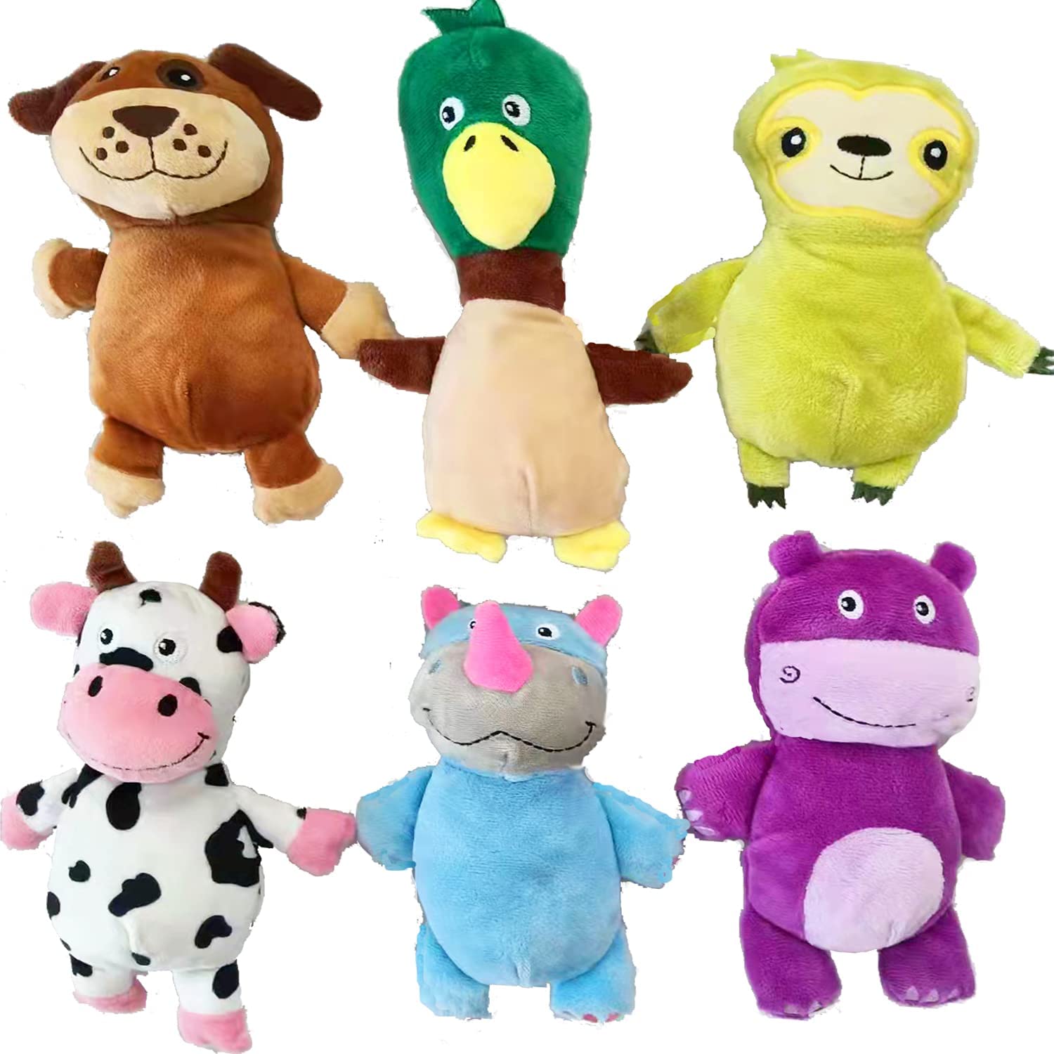 Jalousie 6 Pack Dog Squeaky Toys Dog Chew Toys Animal Character Dog Plush Toys For Fetch Toss Interactive Play Durable