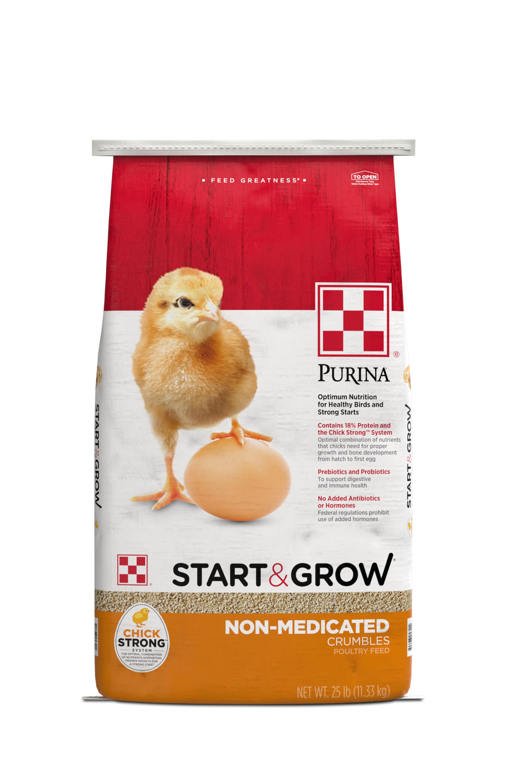 Purina Start and Grow | Non-Medicated Chick Feed Crumbles | Nutritionally Complete - 25 Pound (25 lb.) Bag