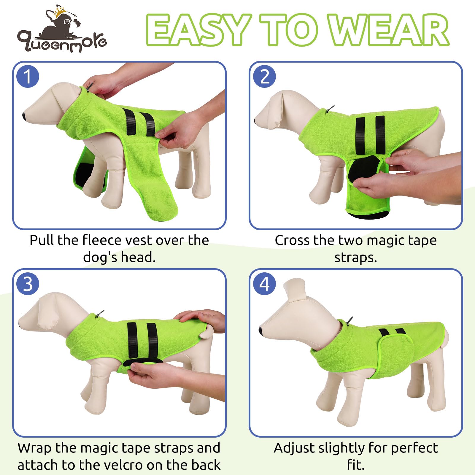 Queenmore Xxs Dog Sweaters, Soft Fleece Vest Pullover Dog Jacket With Leash Hole, Warm Winter Dog Clothes Cold Weather Doggy Dachshund Sweater For Small Dogs Cats Boy Or Girl (Green, Xxs)