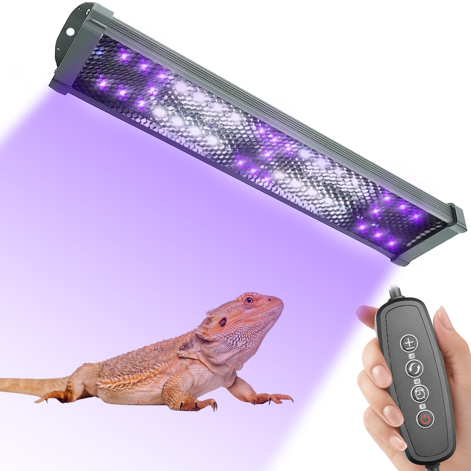 Mixjoy 11-Inch Dimming Led Uva Uvb Light For Reptiles, Uvb 20.0/Uvb 10.0 15W Led Reptile Uvb Light For Tropical & Desert Reptile