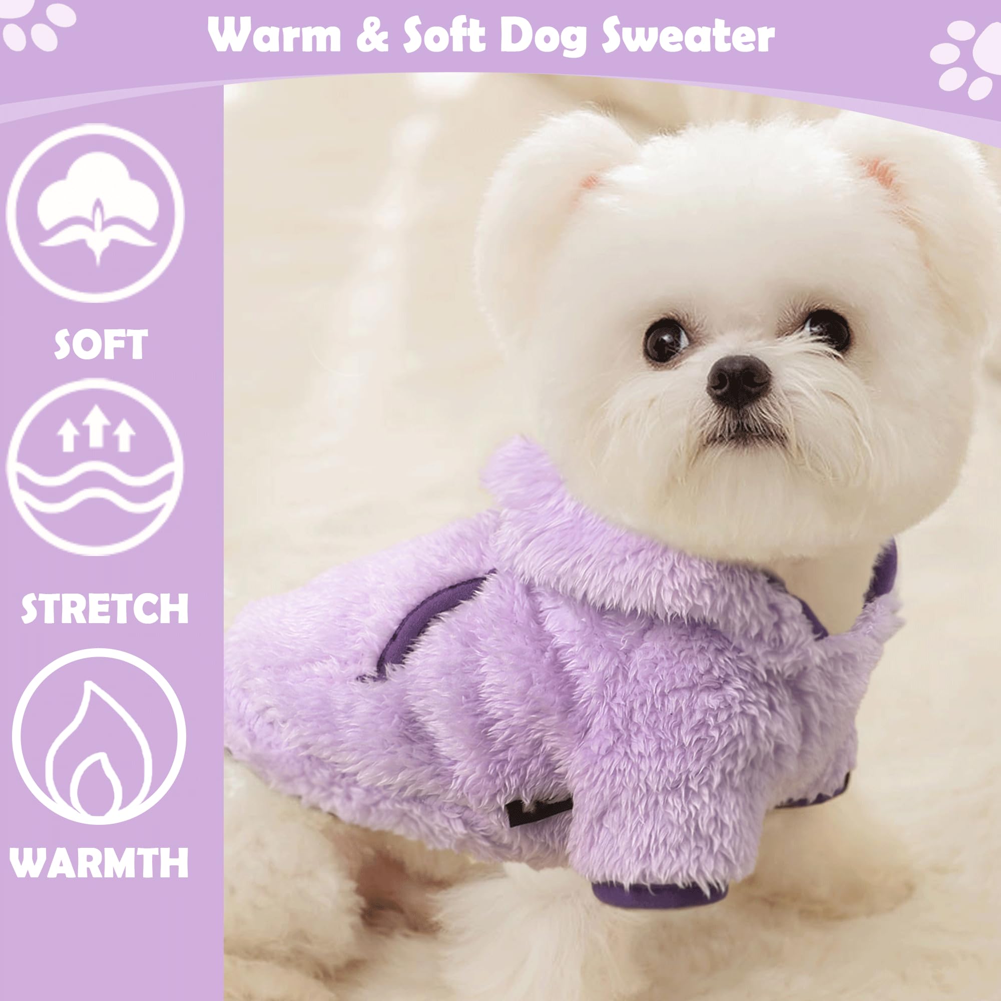 Small Dog Sweater Fleece Dog Hoodie Girl Boy Winter Warm Puppy Clothes For Chihuahua Teacup Yorkie Soft Stretchy Tiny Outfits Ca