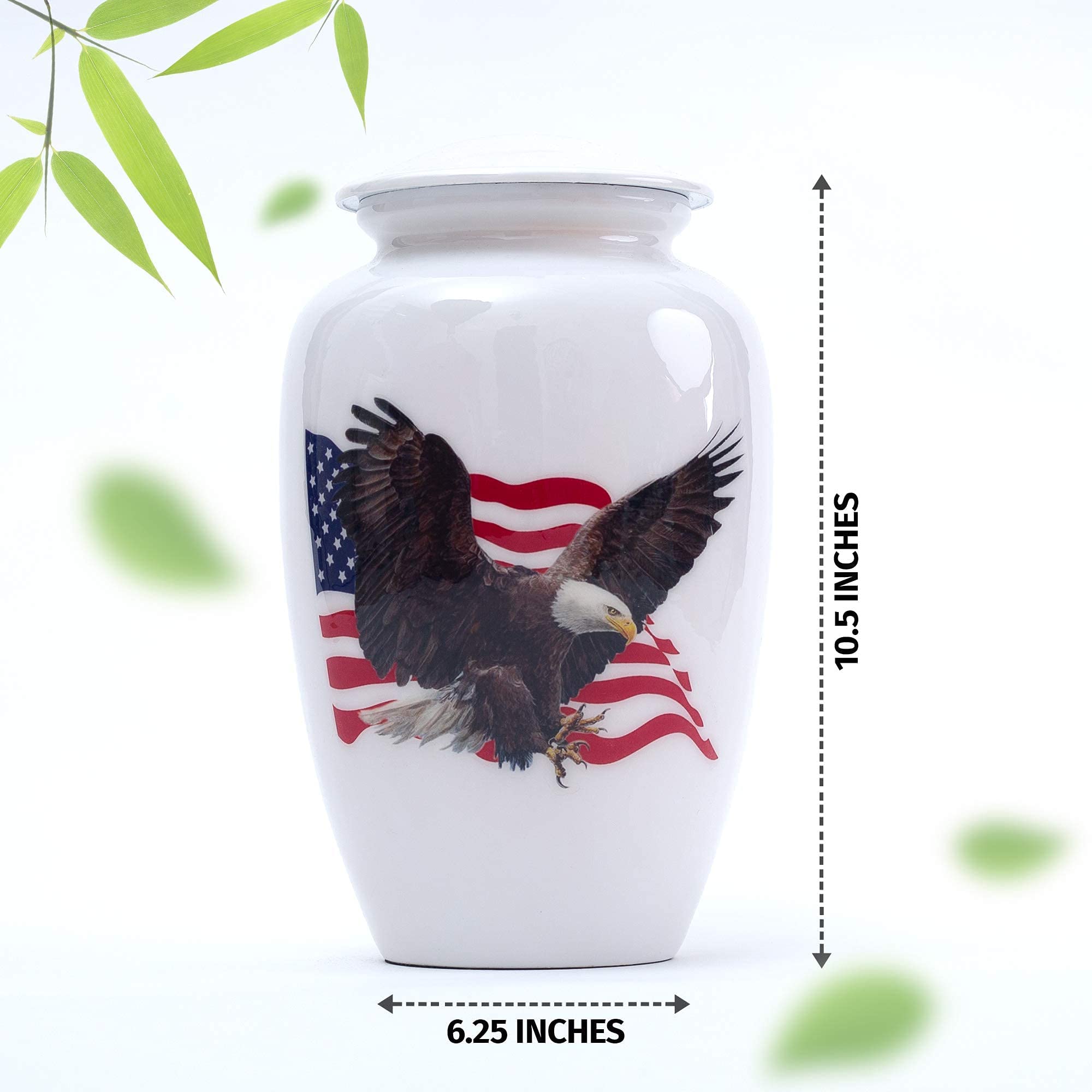 Bold & Divine Bald Eagle With Flag Cremation Urn | Human Ashes Adult Memorial Urn, Burial, Funeral Cremation Urns | 200 Cubic In