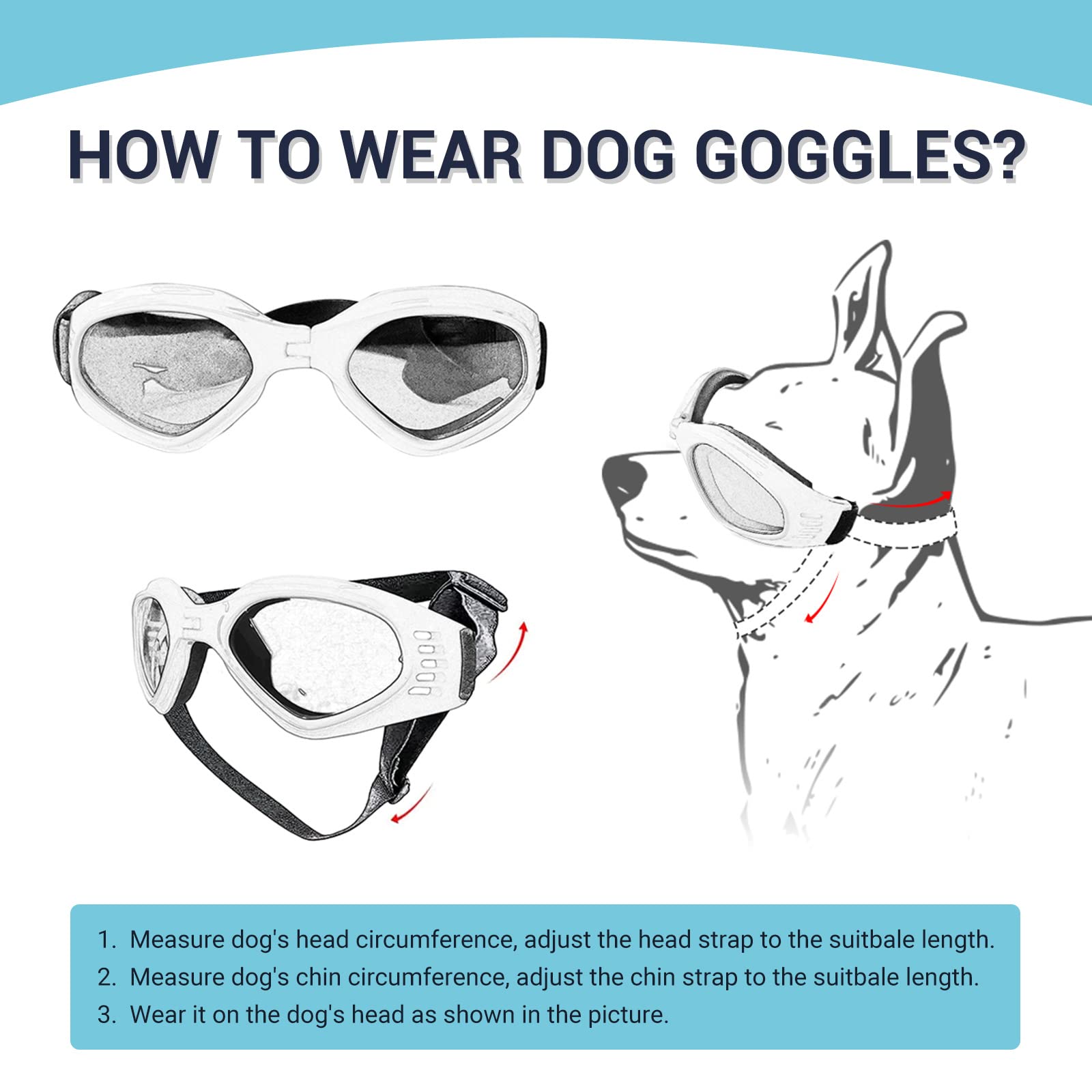 Petleso Dog Goggles Medium Breed, Dog Sunglasses For Medium Dogs Eye Protection Windproof, Black