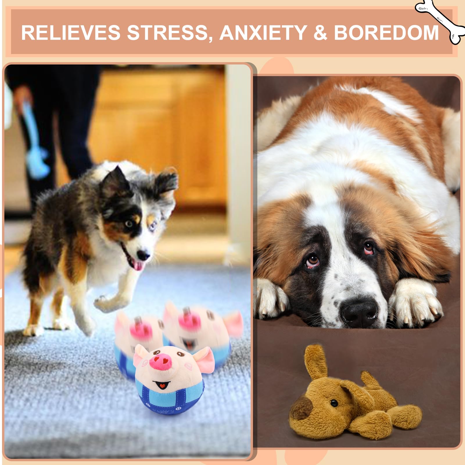 Baborui Blue Pig Interactive Dog Toy, Remote Control Jumping Squeaky Toy With Recording & Music Modes, Rechargeable Moving Dog C