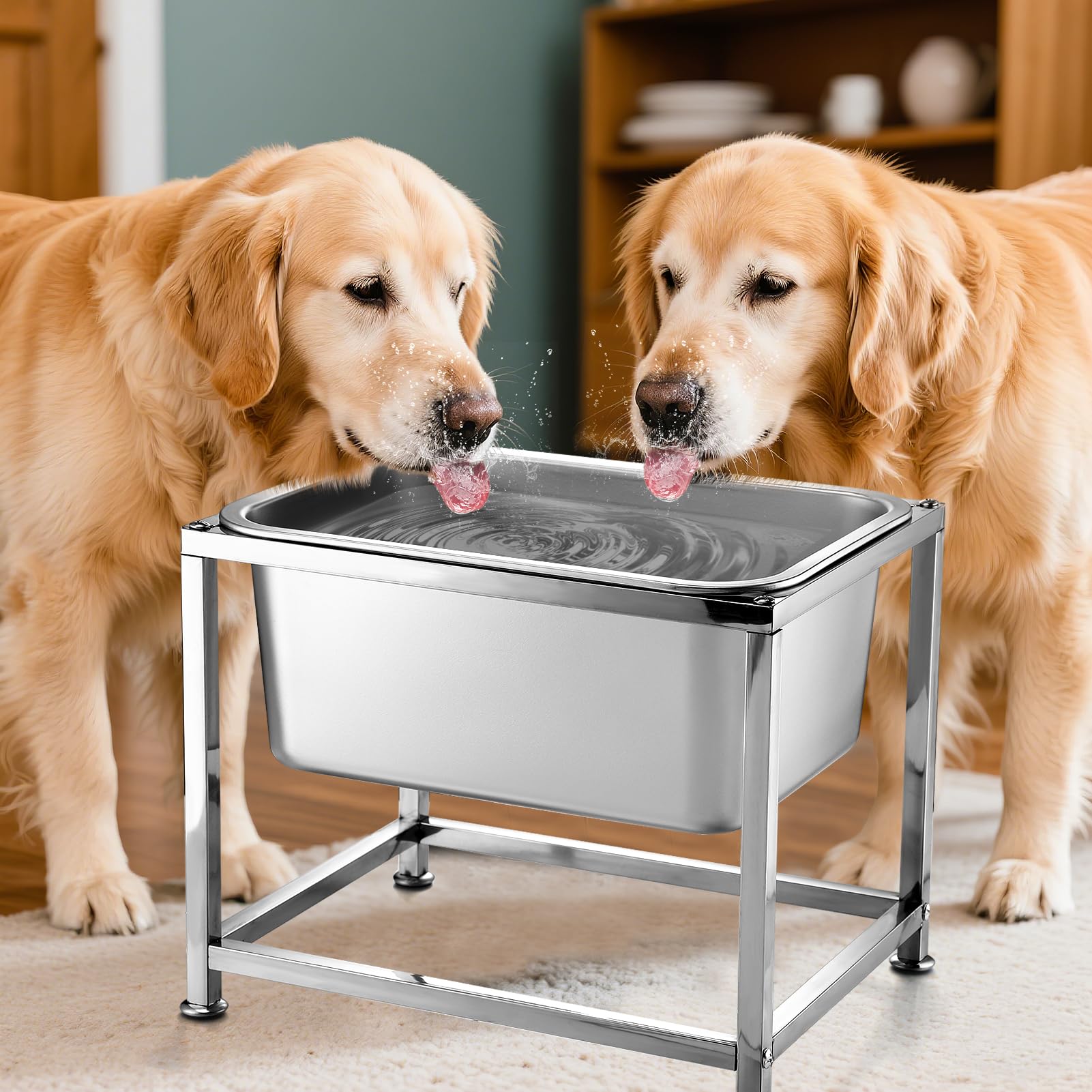 3 Gallons Elevated Dog Water Bowl - 11.5'' H Sturdy Stainless Steel Raised Dog Bowl With Stand For Extra Large Dogs Relief Joint