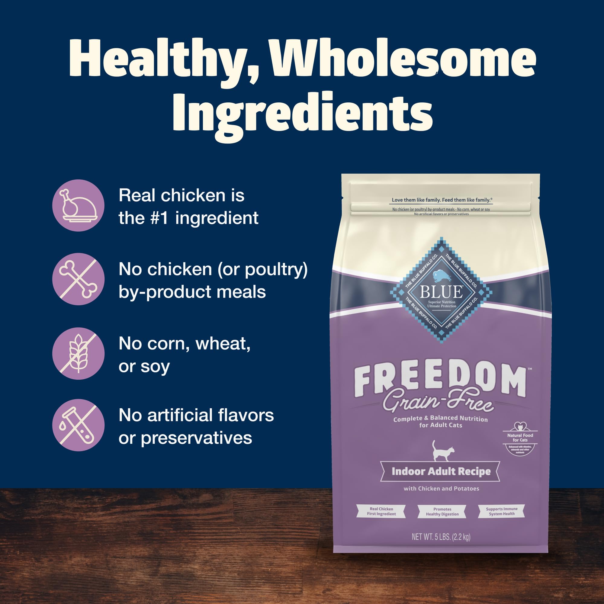 Blue Buffalo Freedom Grain-Free Adult Dry Cat Food, Complete & Balanced Nutrition for Indoor Cats, Made with Natural Ingredients