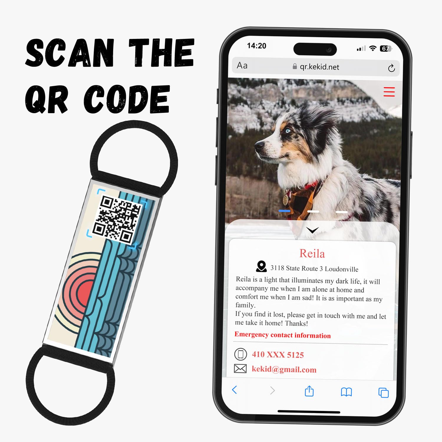 Kekid Personalized Qr Code Pet Id Tags - Custom Dog & Cat Names, Free Online&Scan Qr Receive Instant Location Alert Email