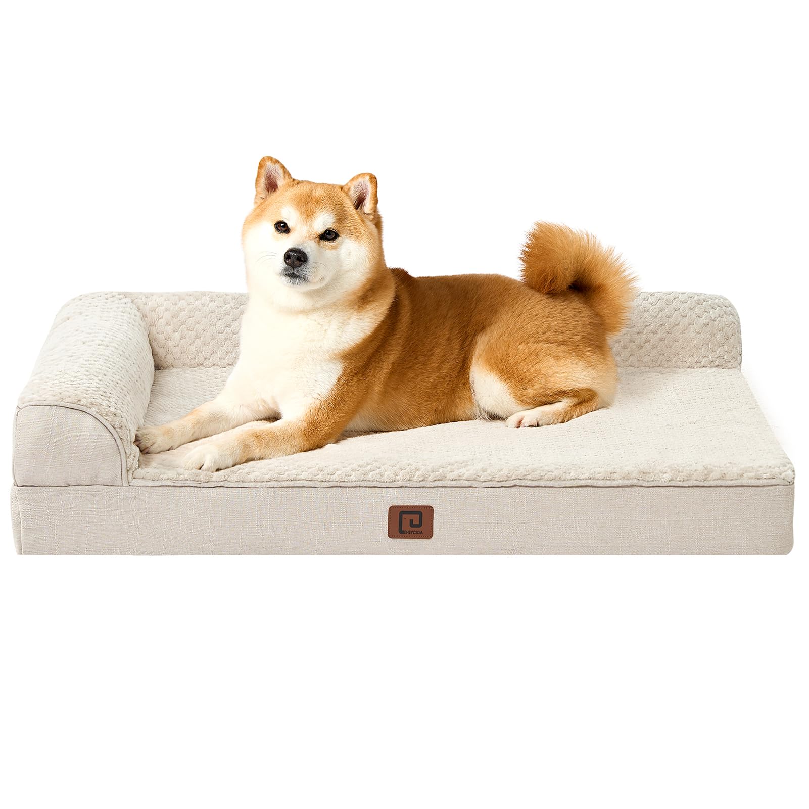 Eheyciga Memory Foam Orthopedic Dog Beds Large Sized Dog, Washable Dog Bed With Waterproof Lining Removable Cover, Dog Sofa Bed With Nonskid Bottom Pet Couch Bed, 36X27 Inches, Beige