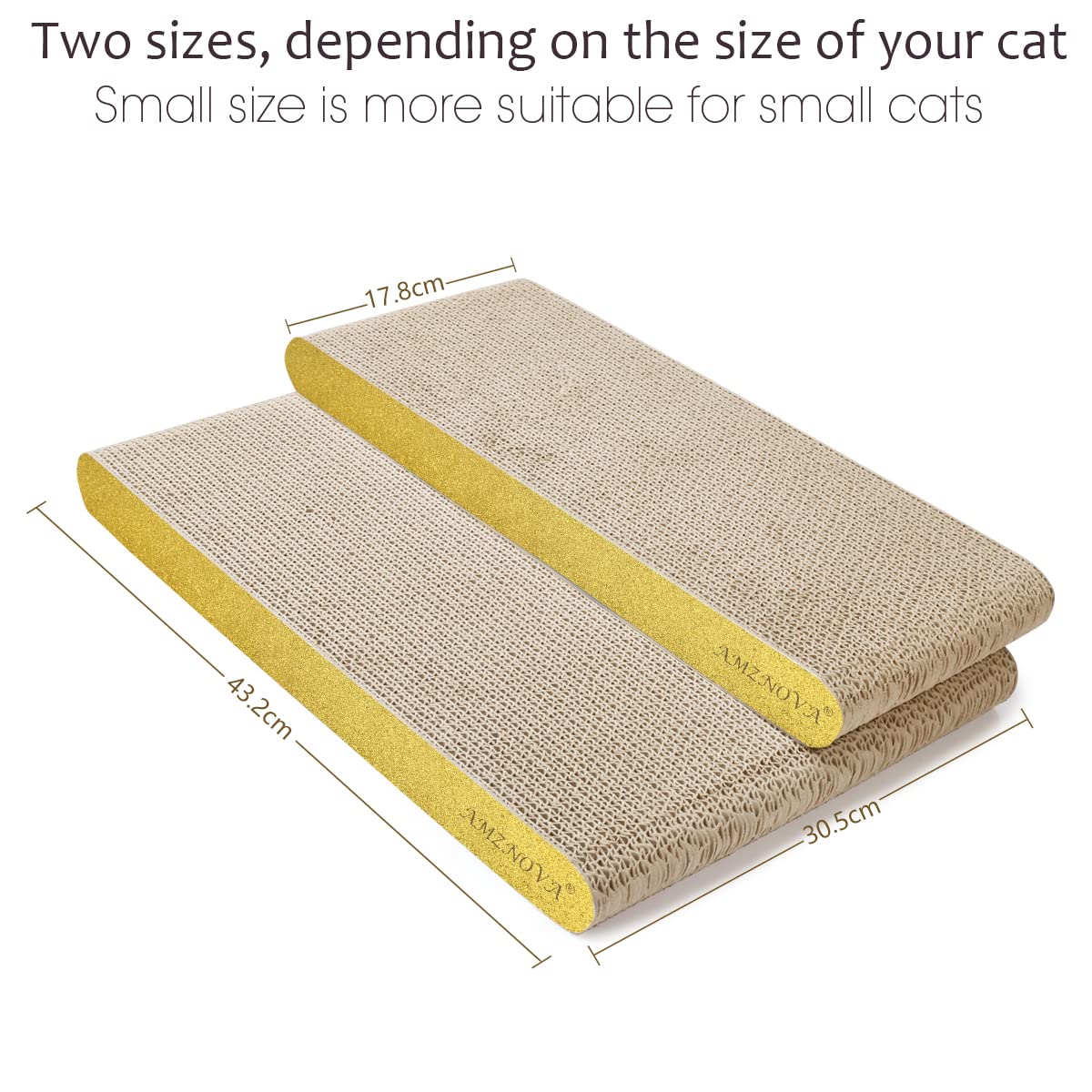 Amznova Cat Scratcher, Scratching Pad, Durable Recyclable Cardboard With Catnip, Narrow, Glitter Gold