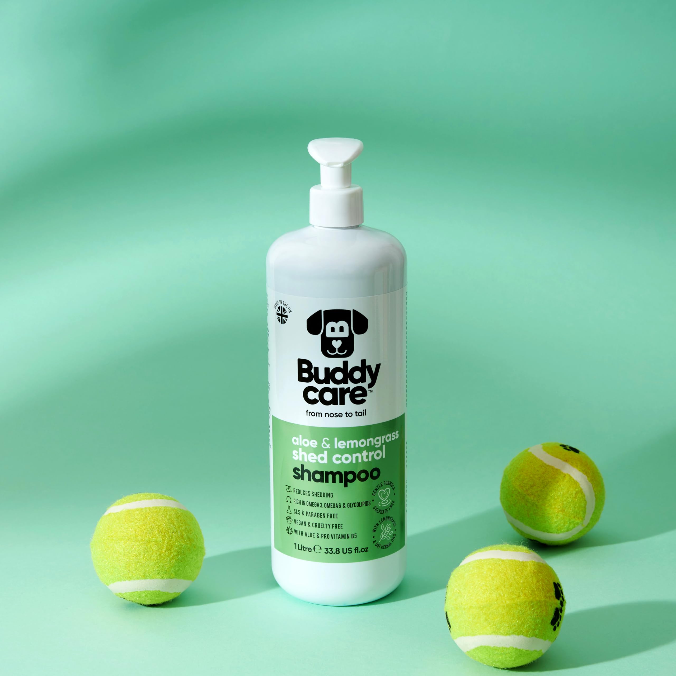 Shed Control Dog Shampoo By Buddycare | Aloe & Lemongrass Scented | With Aloe Vera And Pro Vitamin B5 (33.8Oz)