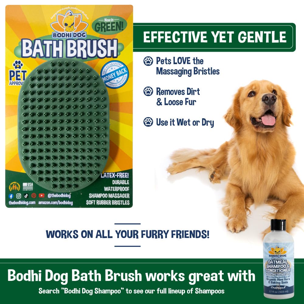 Bodhi Dog Grooming Brush | Pet Shower Supplies For Cats & Dogs | Long & Short Hair Scrubber | Professional Quality Wash Brush (D
