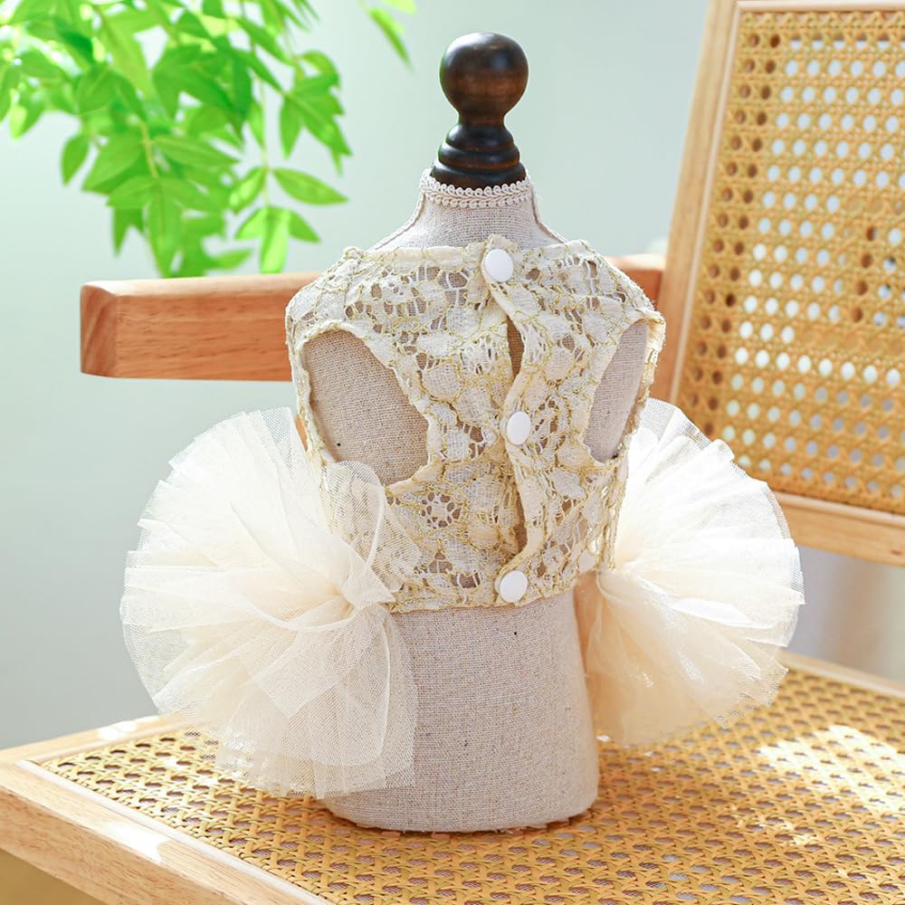 Aniac Small Dog Dresses,Girl Puppy Princess Tutu Dress With Bow Knot,Cat Outfit,Chihuahua Yorkie Clothes For Birthday Wedding (L