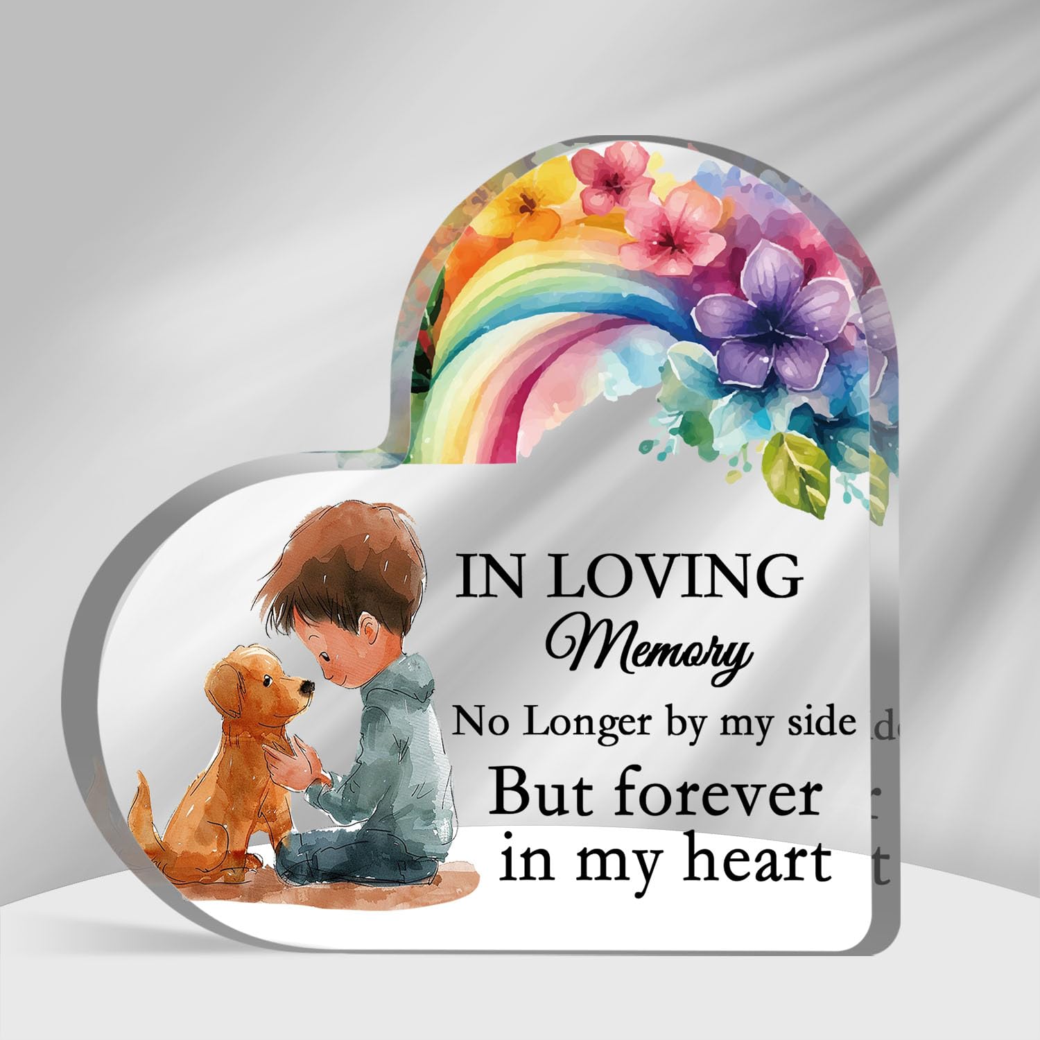 In Loving Memory Dog Sign, Rainbow Bridge Pet Memorial Acrylic Decoration, Sympathy Gift for Loss of Dog, Condolences Keepsake