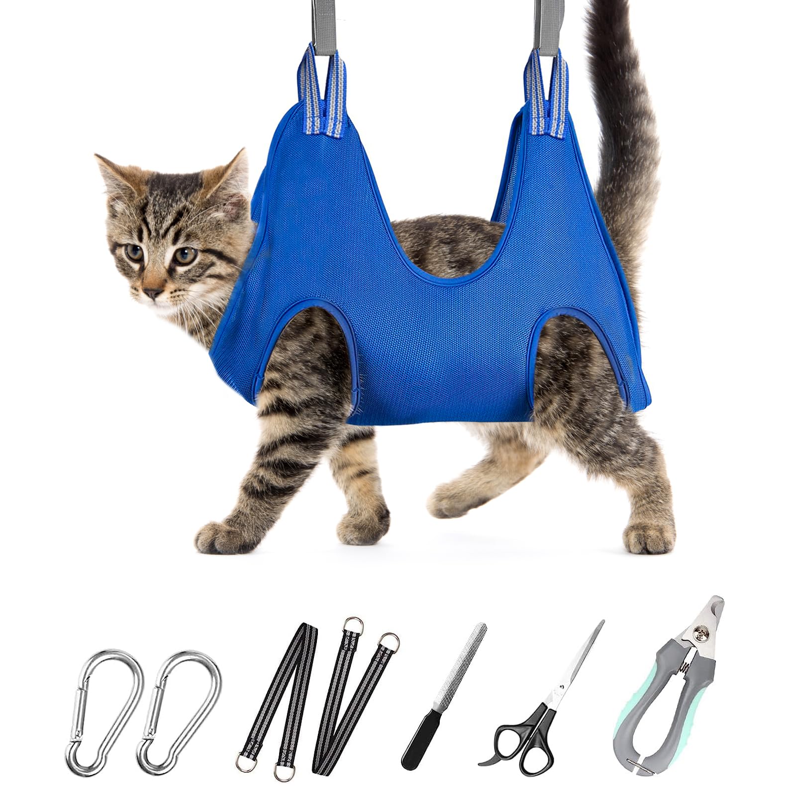 Pet Grooming Hammock For Small Dogs & Cats - Nail Trimming Sling With Clippers, Nail File, & Scissors - Xxs Hanging Grooming Har