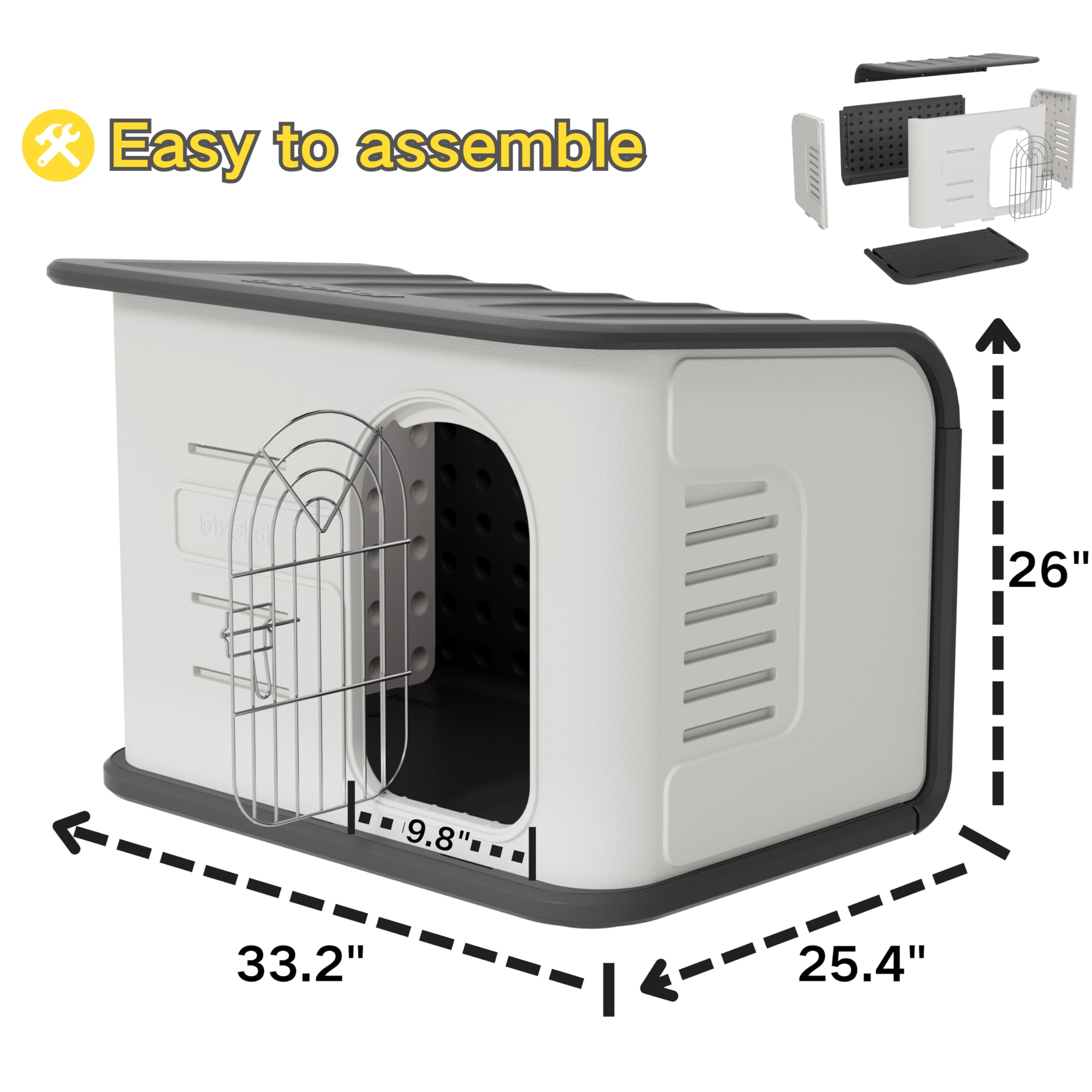 Diyokai Double-Wall Plastic Dog House Outdoor Indoor,Insulated Double-Reinforced Dog House Waterproof For Small-Medium Dogs,Dura