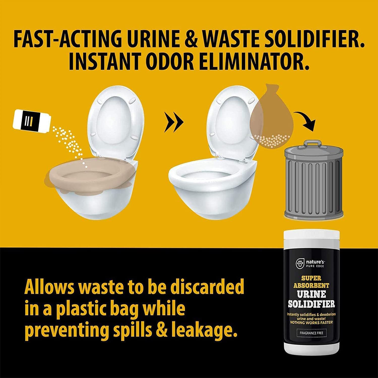 Nature's Pure Edge Portable Toilet Chemicals - Super Absorbent Urine Absorber Powder, 2 lb Bio Gel Deodorizer for Waste & Pet Loo