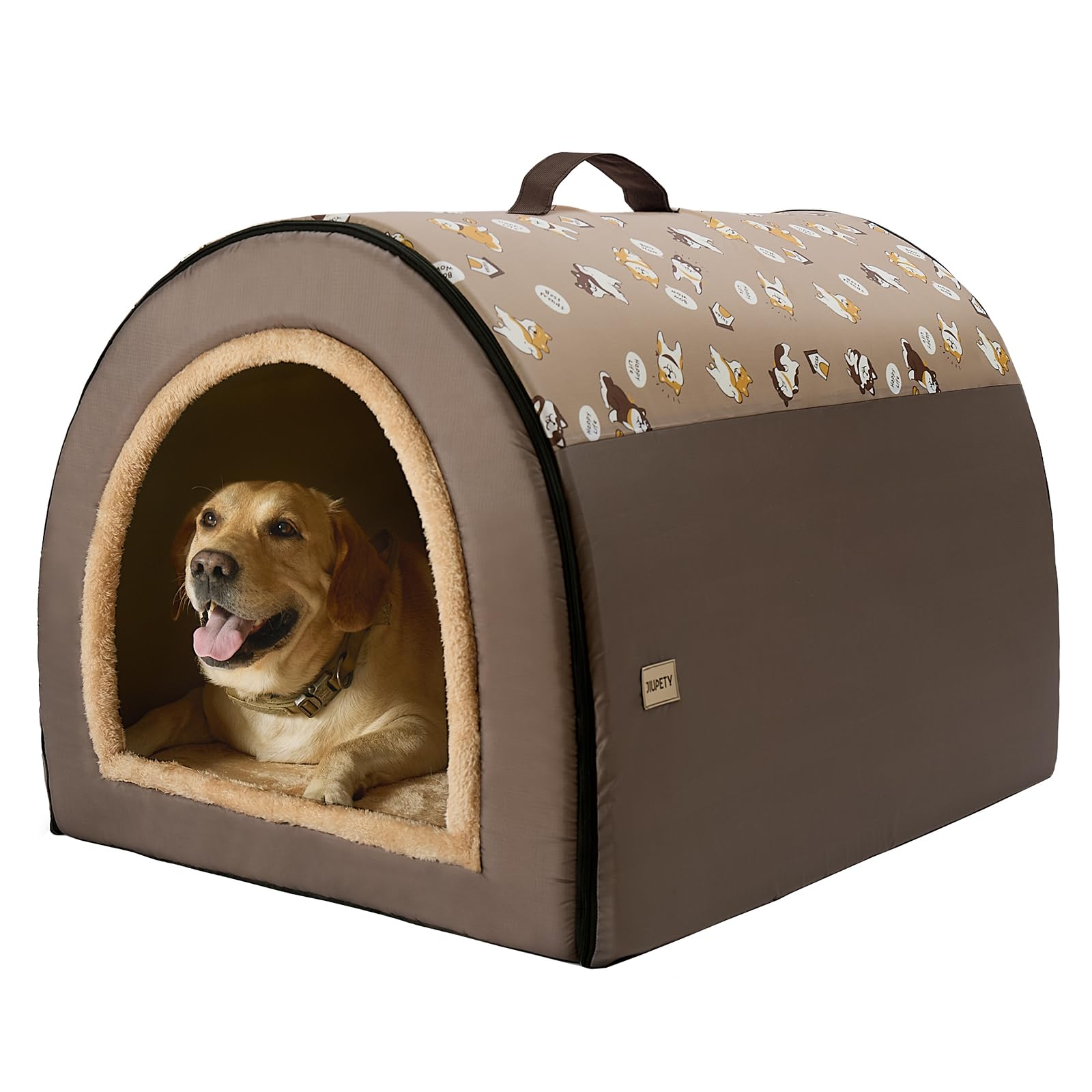 Jiupety 2 in 1 Dog House Indoor, Comfy Cave Bed Covered Dog Bed, Portable House for Large Dogs, 3XL(39   32   28 ), Up to 90 Lb,