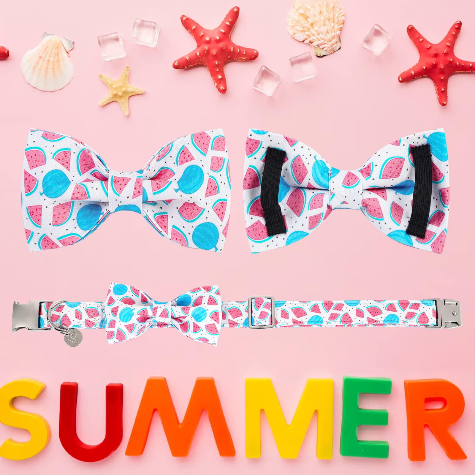 Up Urara Pup Bow Tie Dog Collar, Durable Comfortable Cotton Cute Dog Collar With Bowtie For Large Dog Girl Boy, Summer Dog Colla
