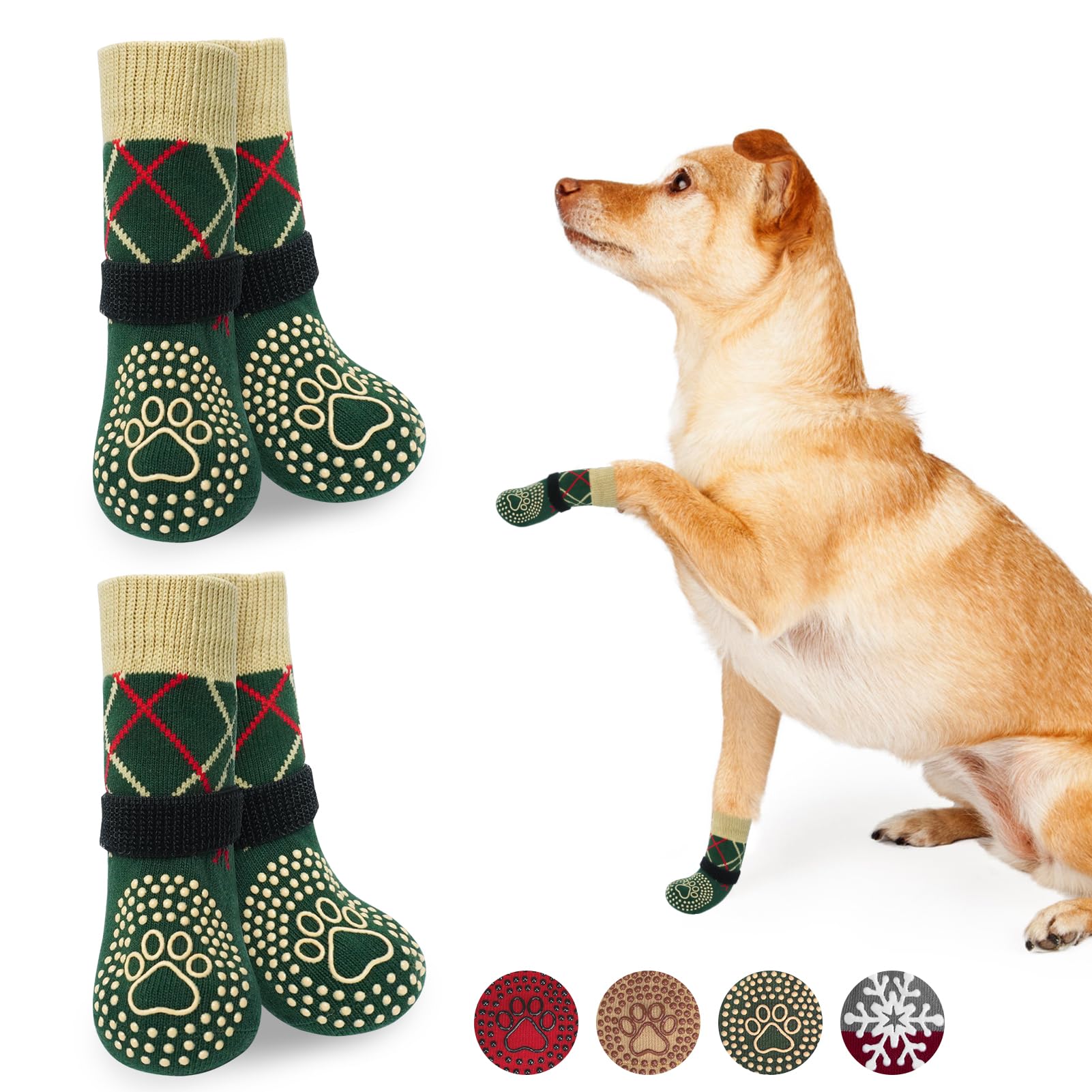 BEAUTYZOO Dog Paw Protectors - Anti Slip, Non Slip Socks for Hardwood Floors, Senior Dogs - Size S