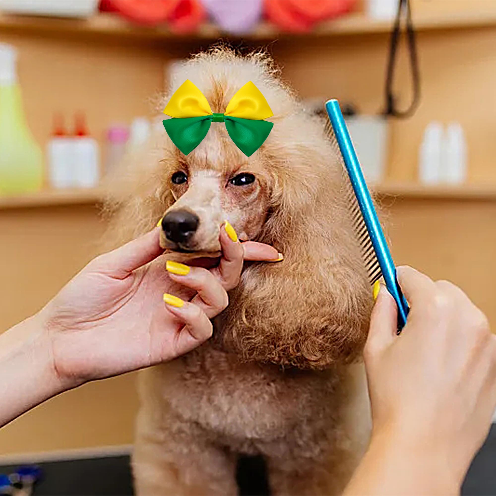 Jpgdn 24Pcs Big Dog Hair Bows With Rubber Band Random Pattern For Large Xl Breed Bowknot Topknot Grooming Hair Accessories