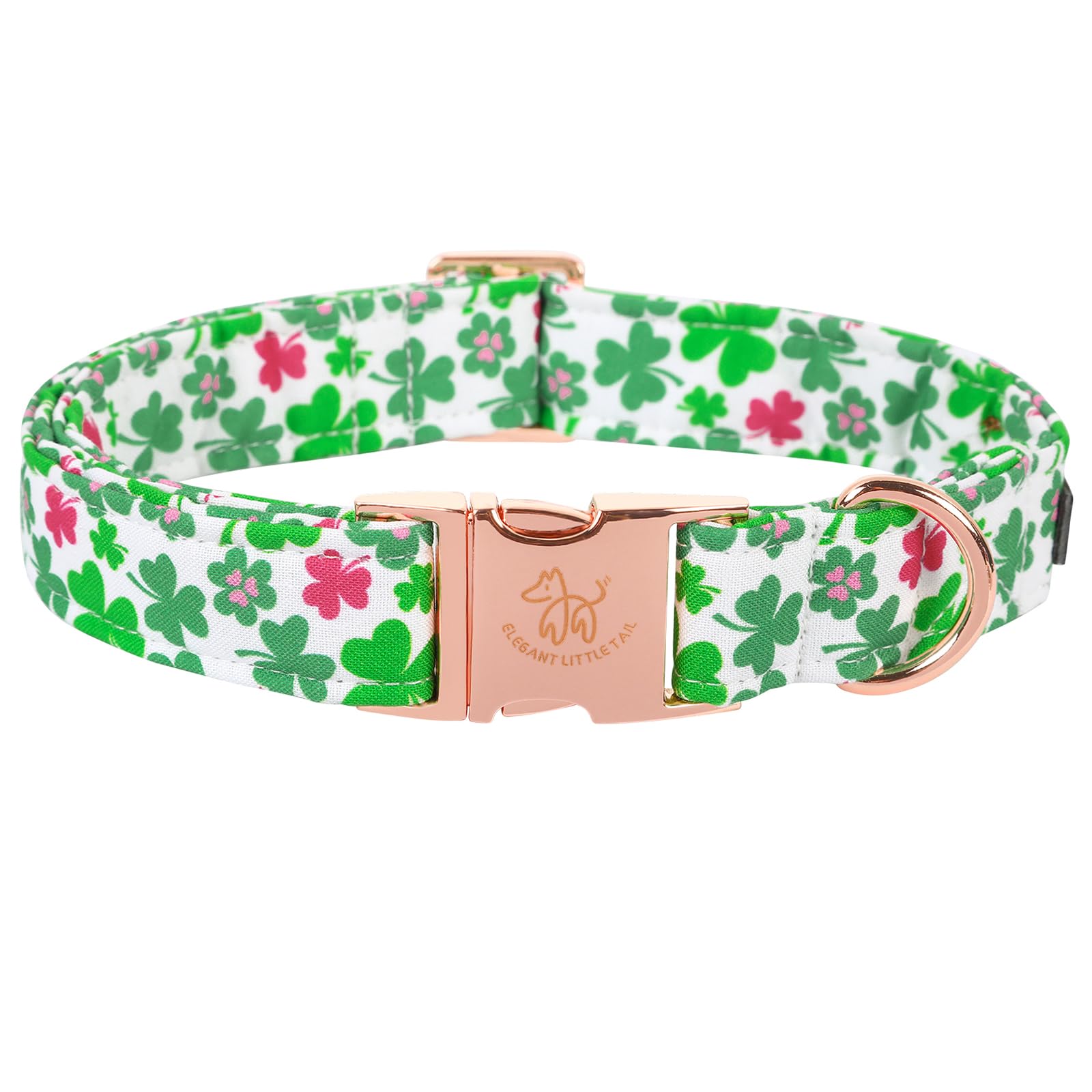 Elegant Little Tail St Patrick'S Dog Collar, Green Clover Pet Collar Cotton Holiday Pet Collar Cute Puppy Collar Adjustable Pet 