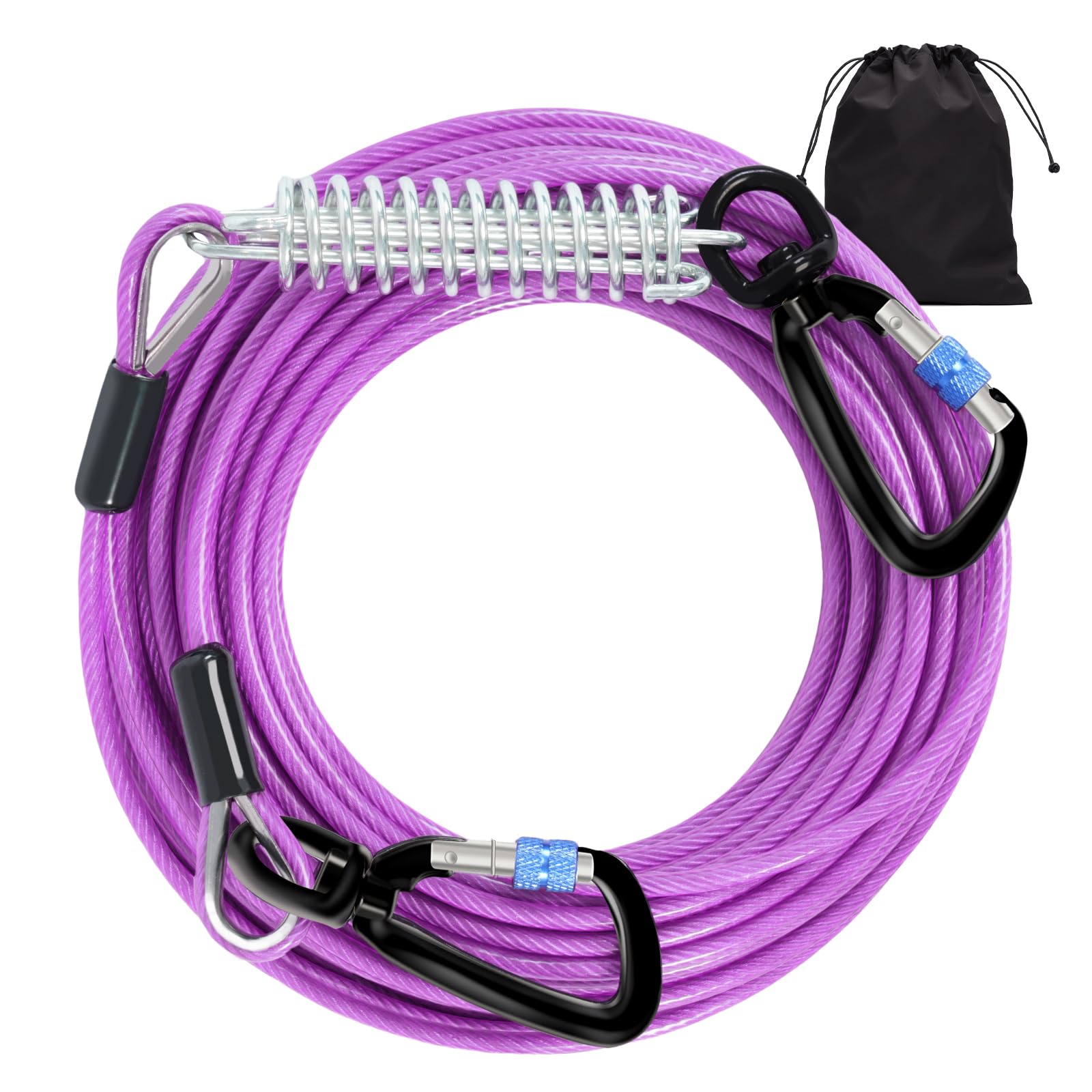 Snagle Paw Dog Tie Out Cable 30Ft-1000Lbs Break Strength,Heavy Duty Dog Leads For Yard With Shock Absorbing Spring & Swivel Hook