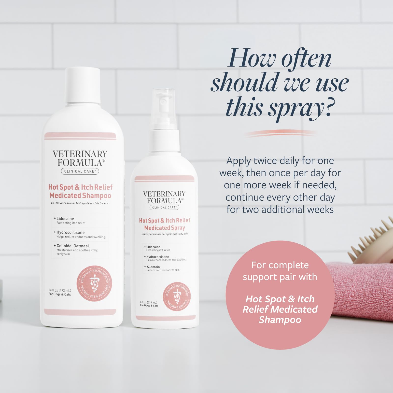 Veterinary Formula Clinical Care Hot Spot & Itch Relief Medicated Spray, 8oz - Easy to Use Spray for Dogs & Cats - Helps Allevia