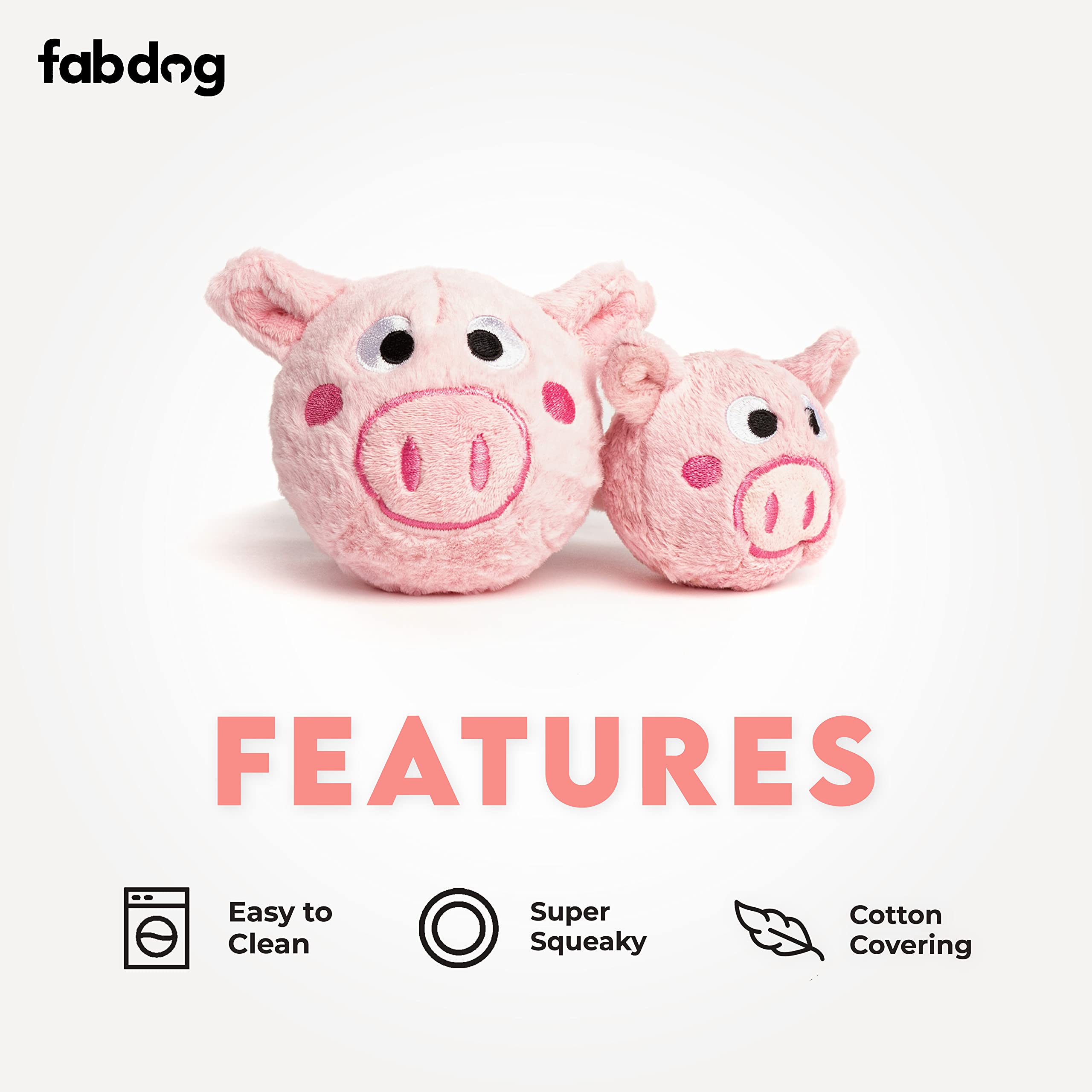 Fabdog Pig Faball Squeaky Dog Toy (Small)