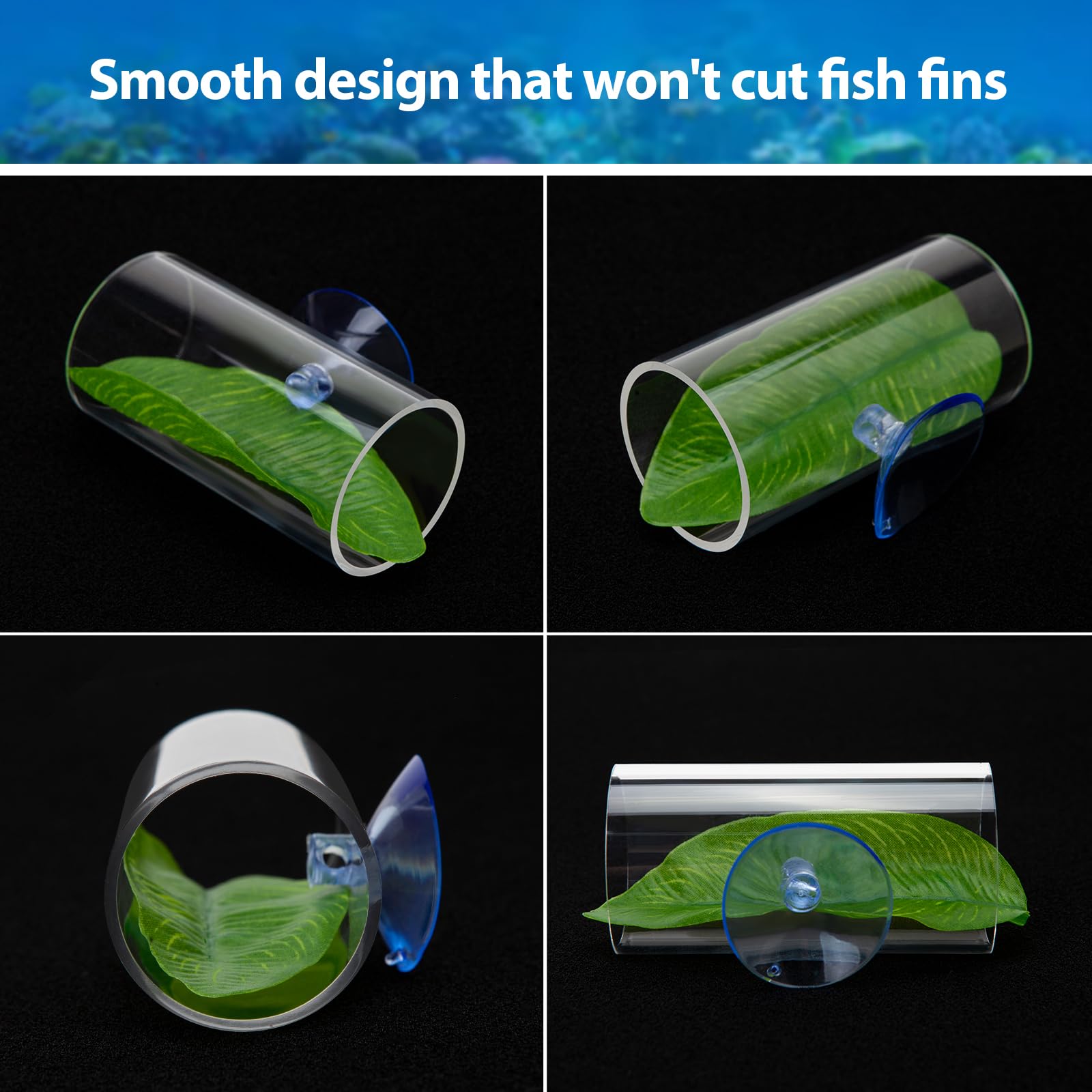 CousDUoBe 2 Pack Betta Fish Acrylic Tube Tunnel,Betta Fish Leaf Pad Simulating The Natural Habitat for Betta Spawning Grounds Br