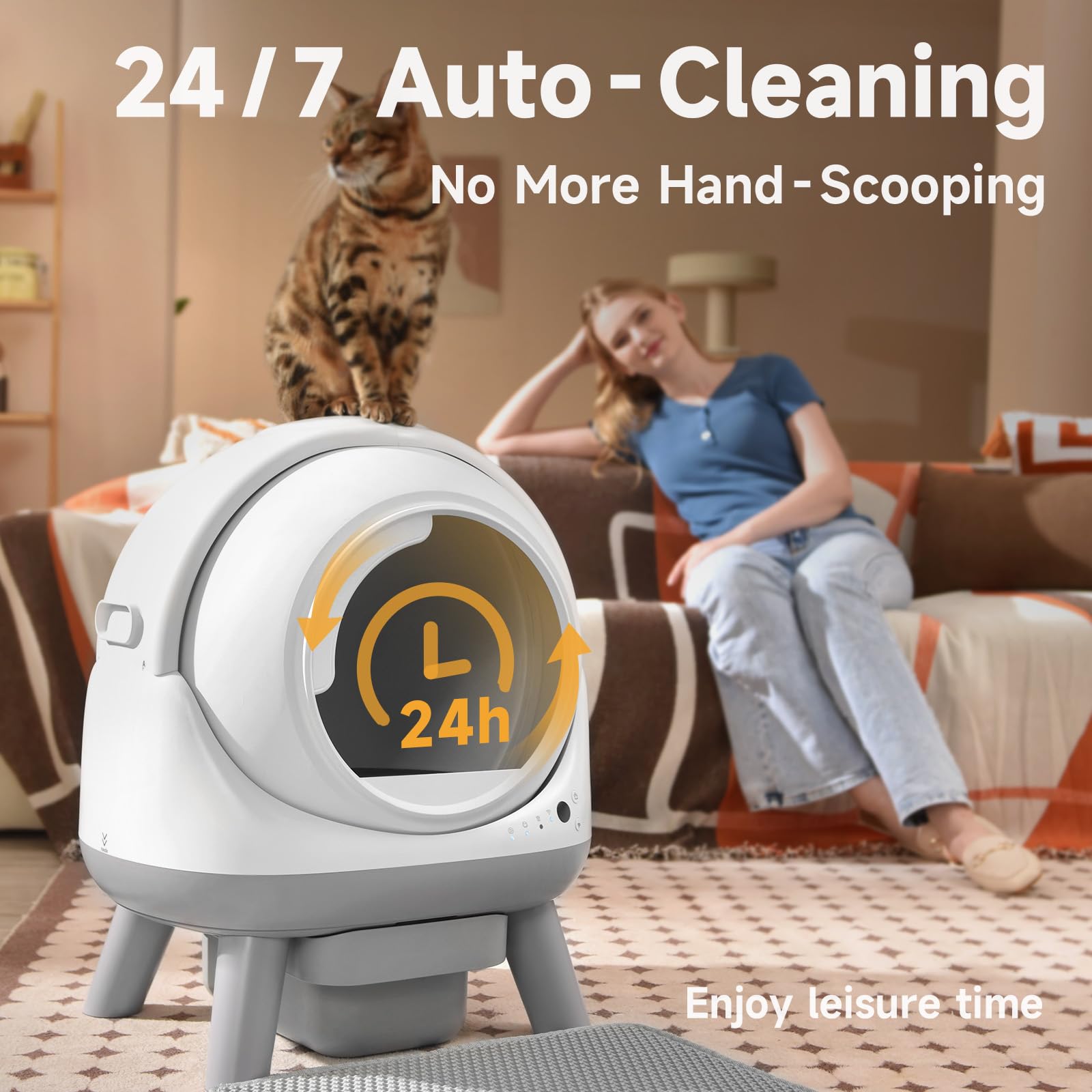 Self Cleaning Litter Box For Multiple Cats, G1 Automatic Cat Litter Box, Self-Cleaning Robot With Smart App Control And Health M