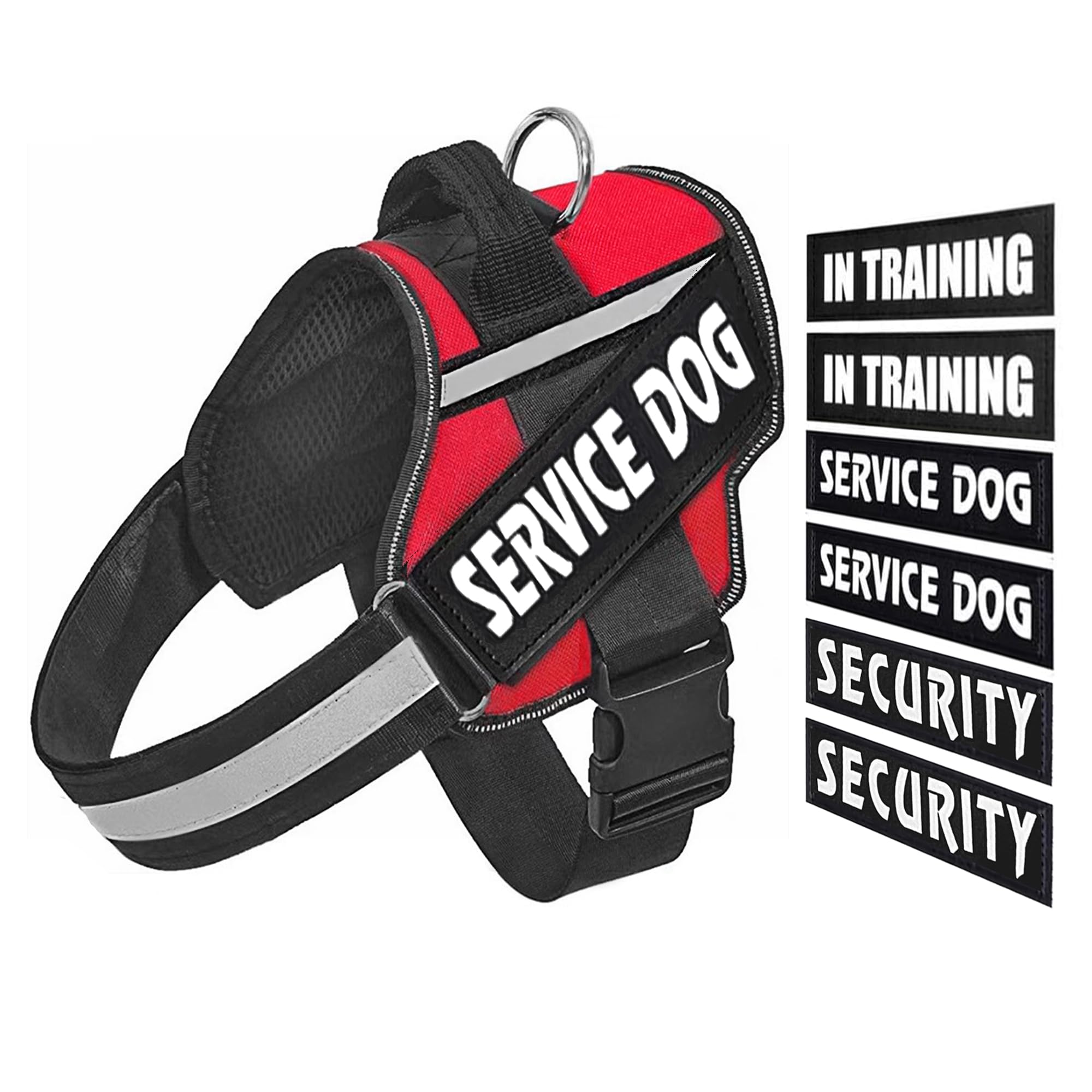 Shuangshu Service Dog Vest, No-Pull Harness With Handle, 6 Patches, Night Safe Reflective Straps, Adjustable Nylon Vest For Smal