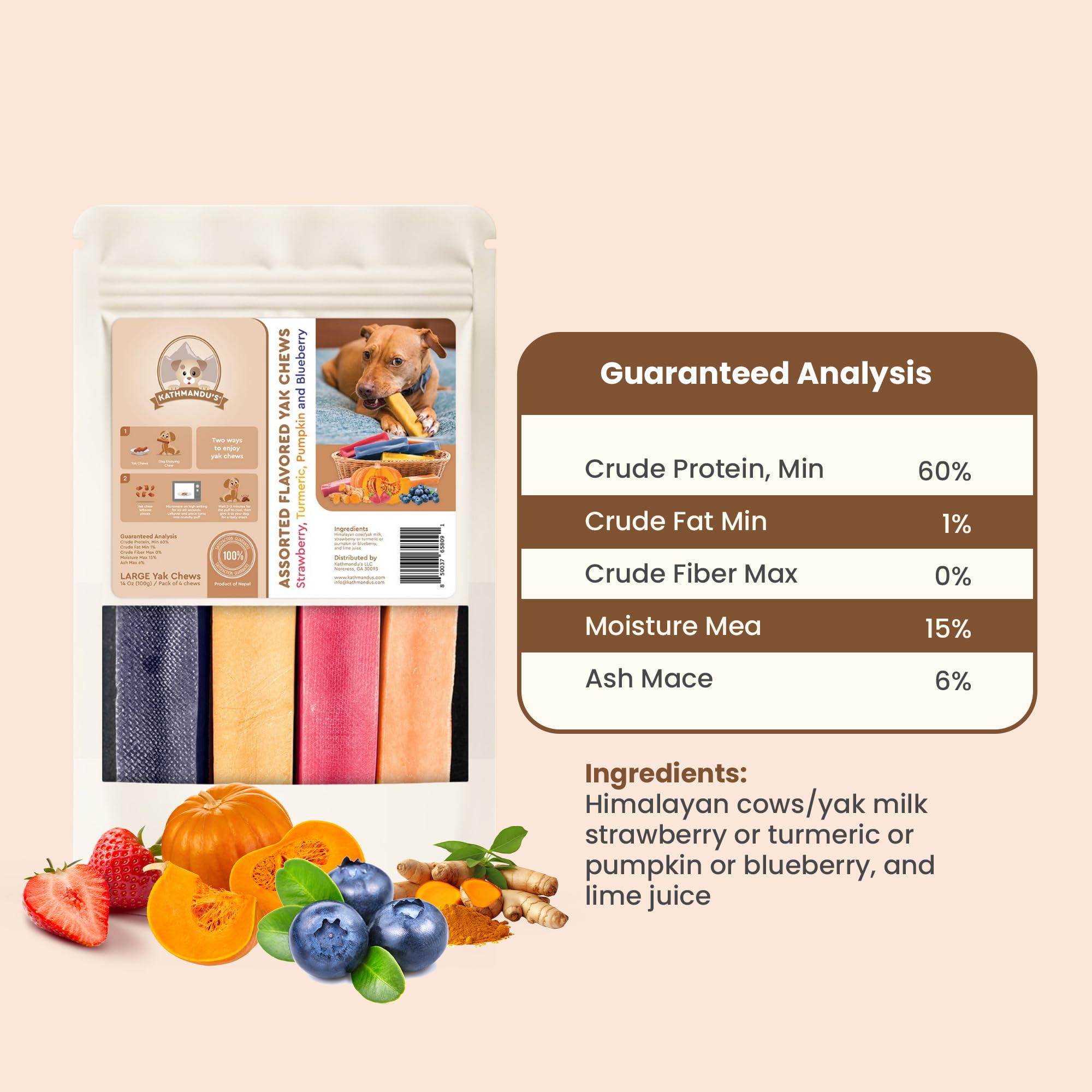 KATHMANDUS 100% Natural Flavored Yak Chews - Keep Dogs Busy & Happy with Our Lactose & Rawhide Free Himalayan Dog Chews - Long