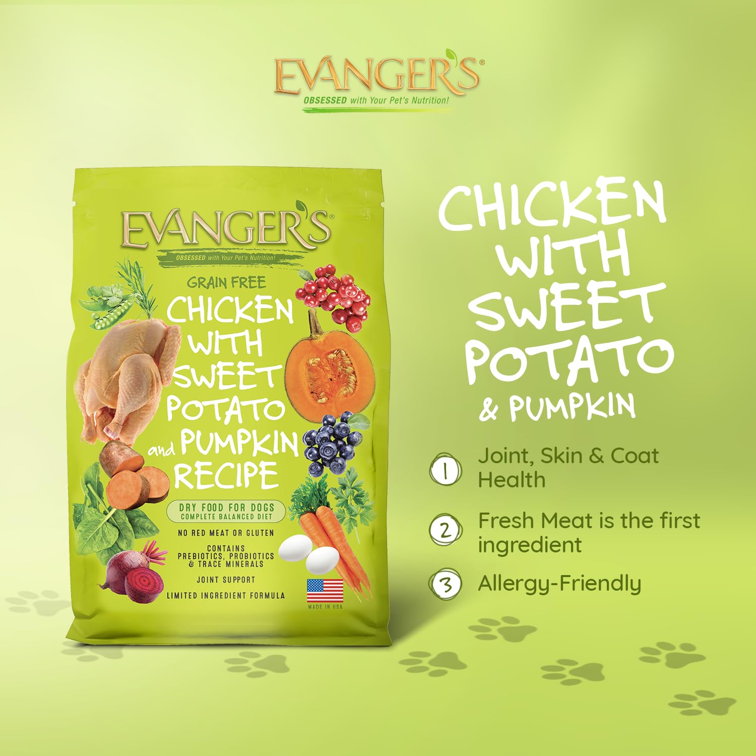 Evangers Grain-Free Chicken with Sweet Potato & Pumpkin Dry Dog Food, 30 lb Bag