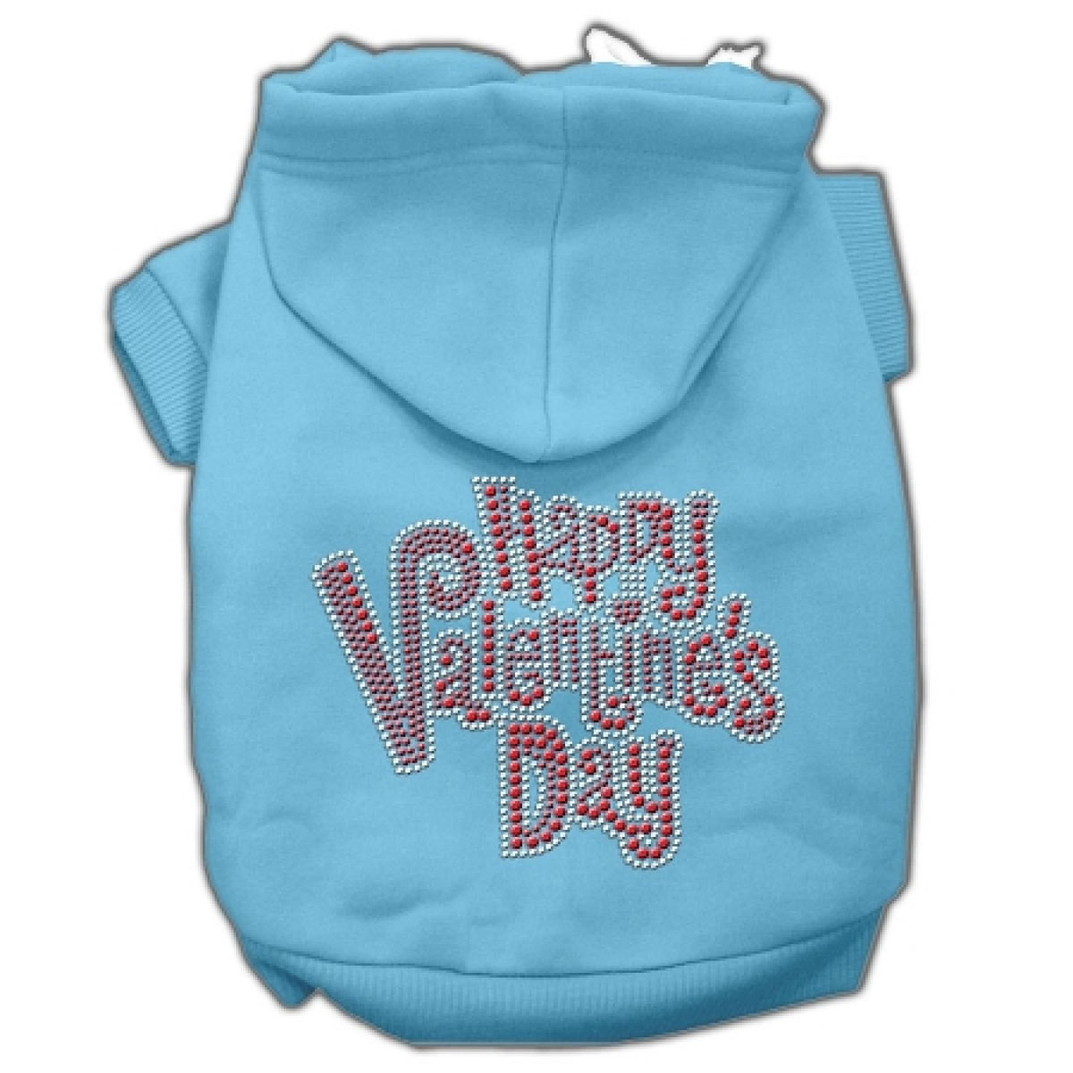Mirage Pet Products 10&quot; Happy Valentines Day Rhinestone Hoodies Baby, Small, Blue