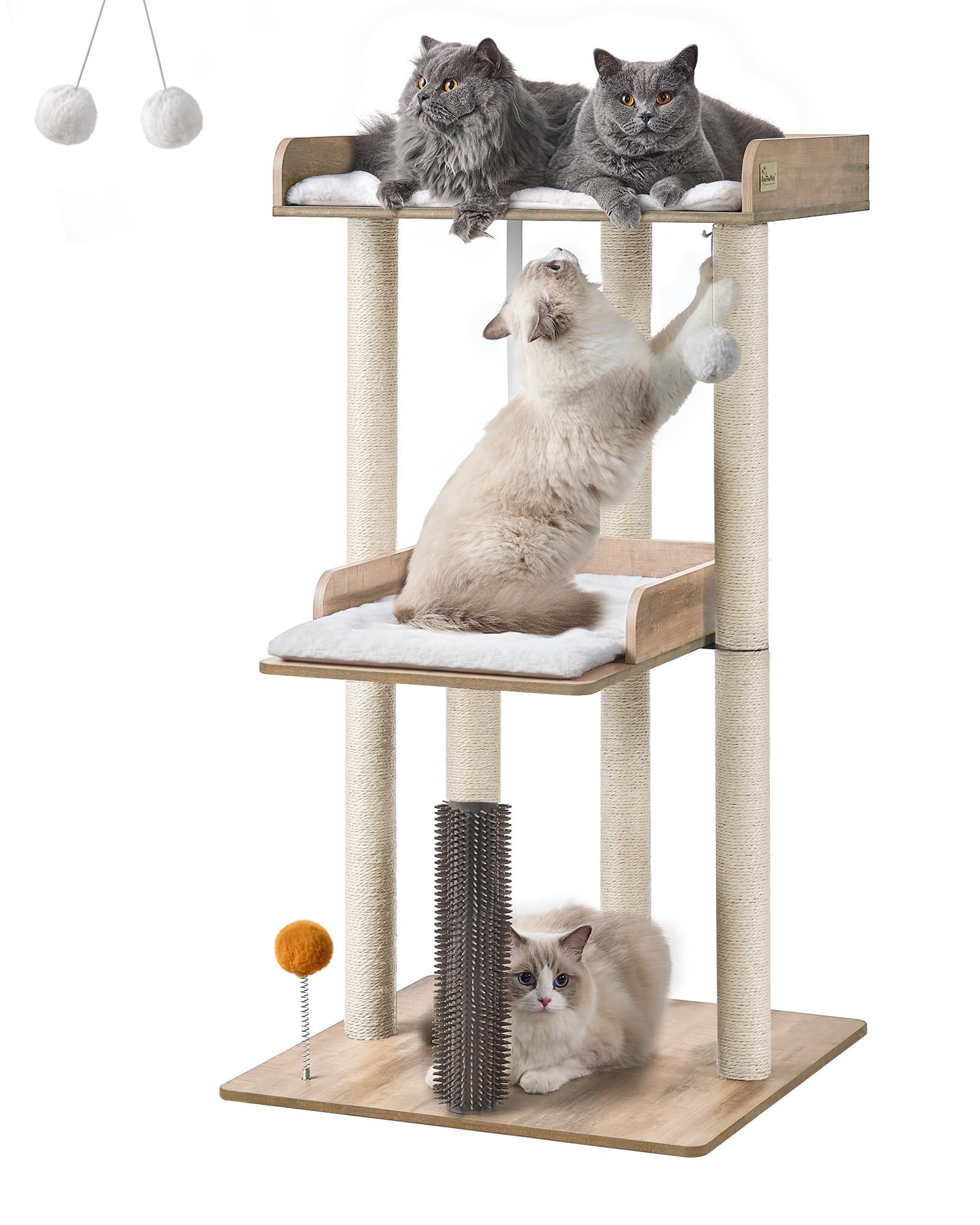 Fourfurpets 43.7'' Cat Tree, Modern Cat Tree Tower, Cat Tower For Indoor Cats Large Adult, Cat Condo With Scratching Post, Large