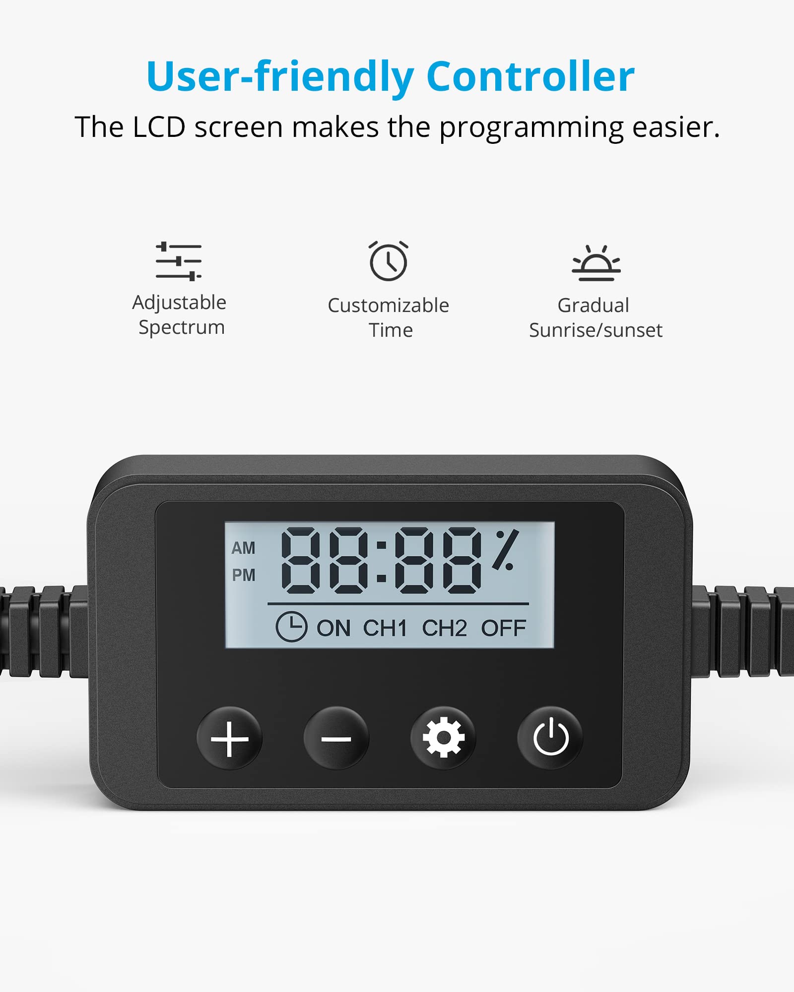 Nicrew Marine Clip On Aquarium Light, Saltwater Fish Tank Light For Coral Reef Tanks With Lcd Timer, 2 Lighting Modes