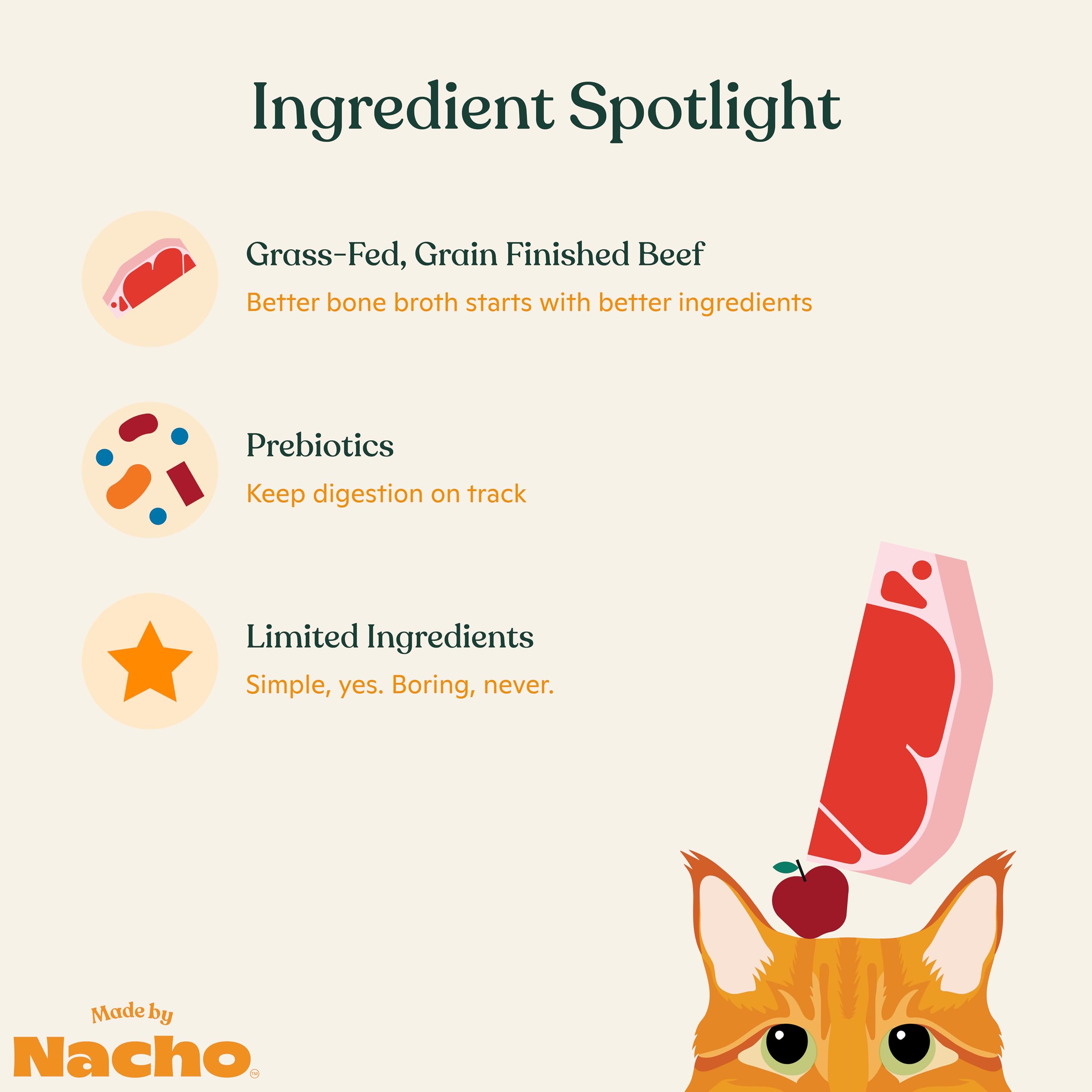 Made by Nacho Bone Broth Cat Food Topper for Hydration and Picky Eaters - Add Protein and Flavor to Your Dry Cat Food - Supports