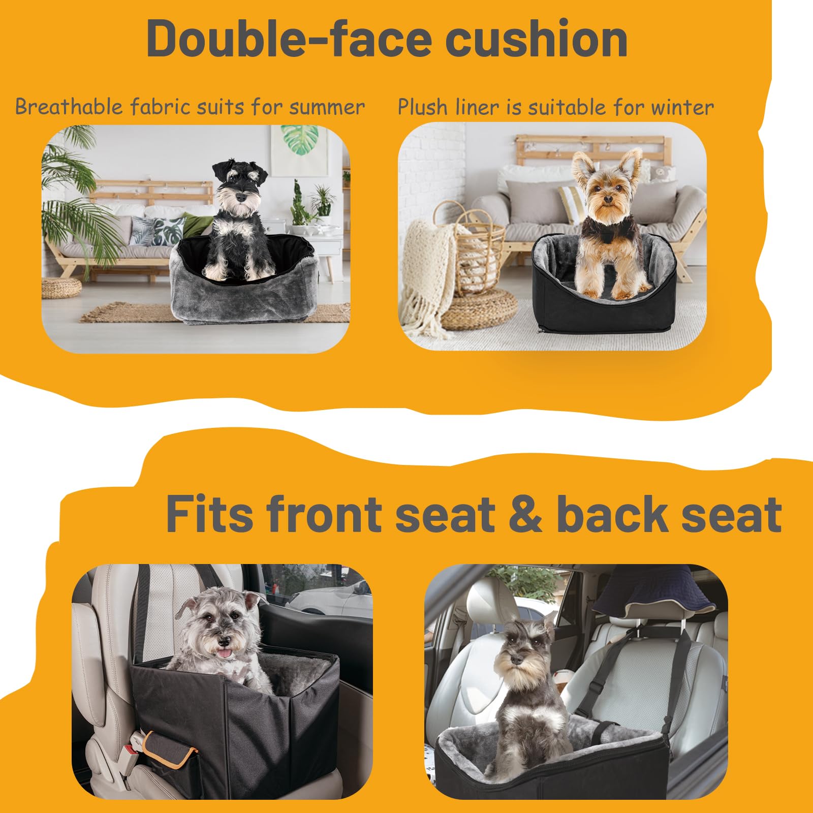 Unicitii Dog Car Seat For Small Dogs, Elevated Dog Booster Seat Pet Travel Carrier Bed For Car With Adjustable Straps Lookout Pe