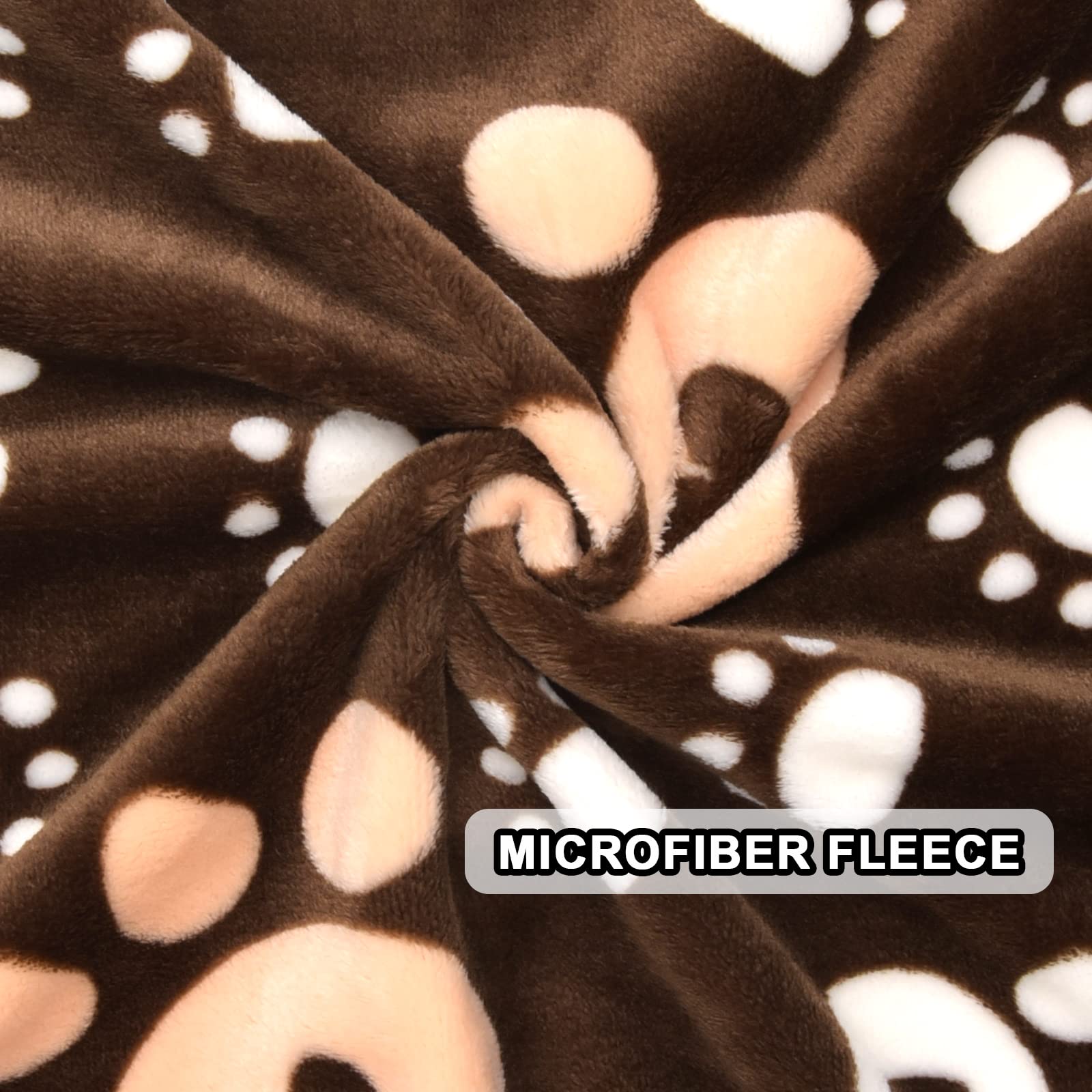 Ahoocustom Brown Fleece Extra Large Dog Blanket, 80'X60', Soft Flannel Pet Cat Puppy Blanket Mat Cover For Bed Couch, Cute Paw P