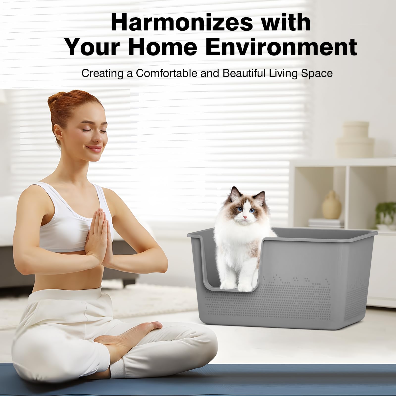Cat Litter Box With High Sided,24.8'' Lx11.4 Wx13.0 H,Extra Large Cat Litter Box For Big Cats,Xl Jumbo Kitty Litter Box For Indo