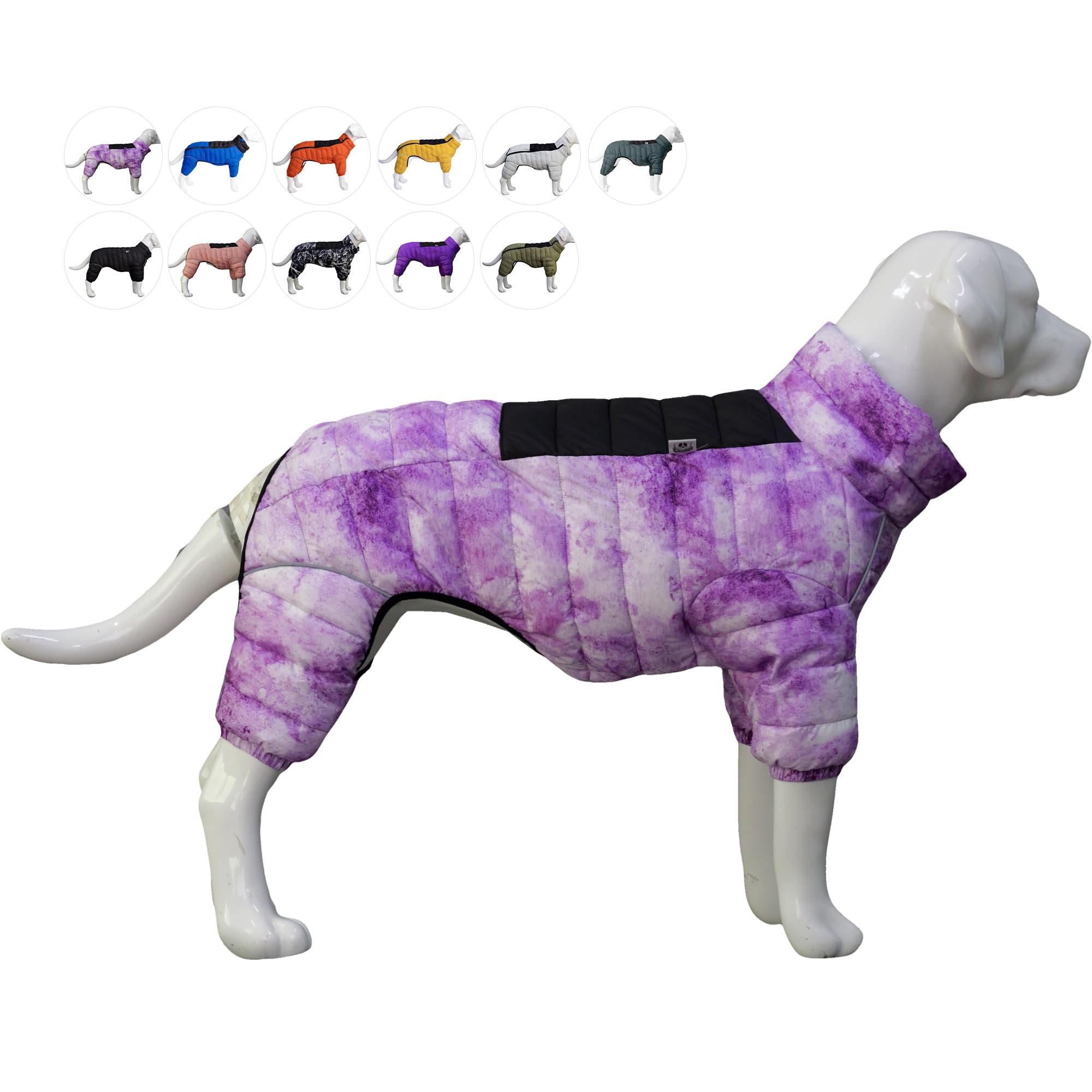 Micai Warm Dog Coat - 4 Legs Covered Waterproof Windproof Reflective Vest, Zippered Adjustable Outdoor Snow Jacket for Small Med