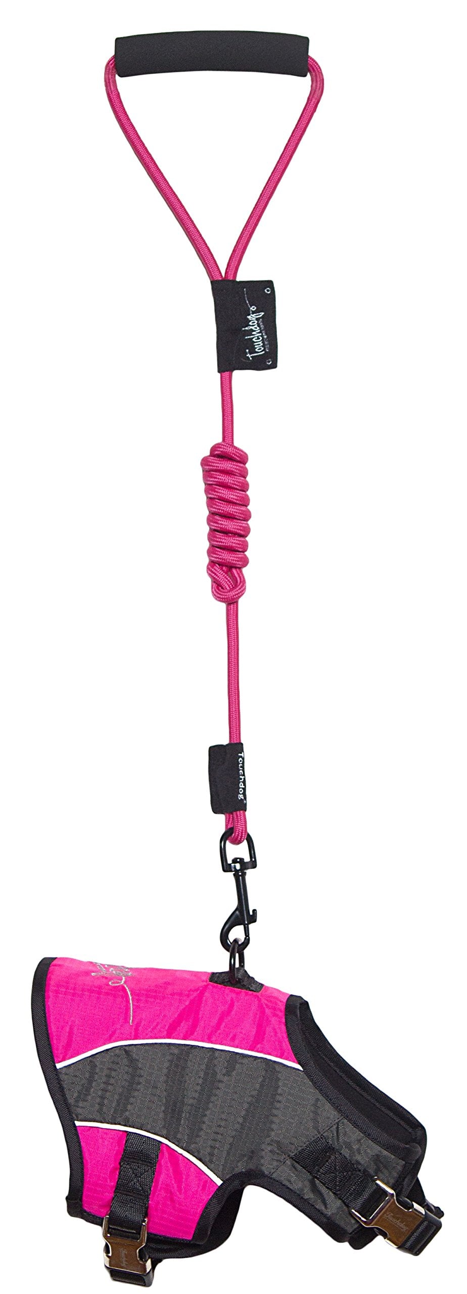 TOUCHDOG Reflective-Max 2-in-1 Premium Performance Adjustable Pet Dog Harness and Leash Combination, X-Small, Pink, Charcoal G