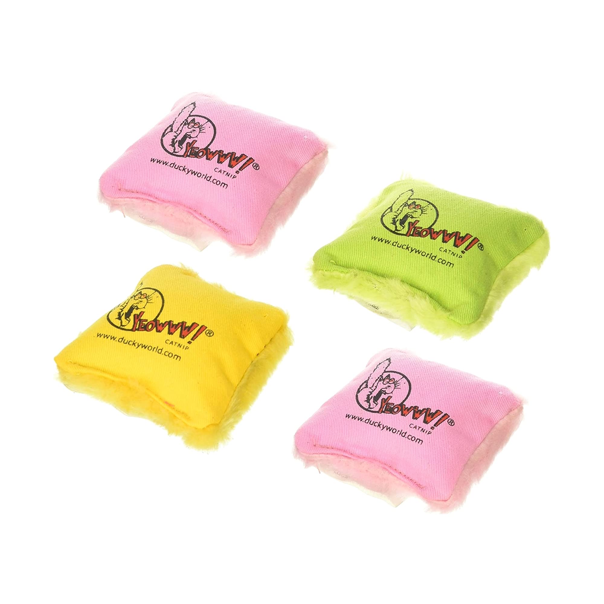 Yeowww! (4 Pack) 100% Organic Catnip Pillows (Assorted Colors)
