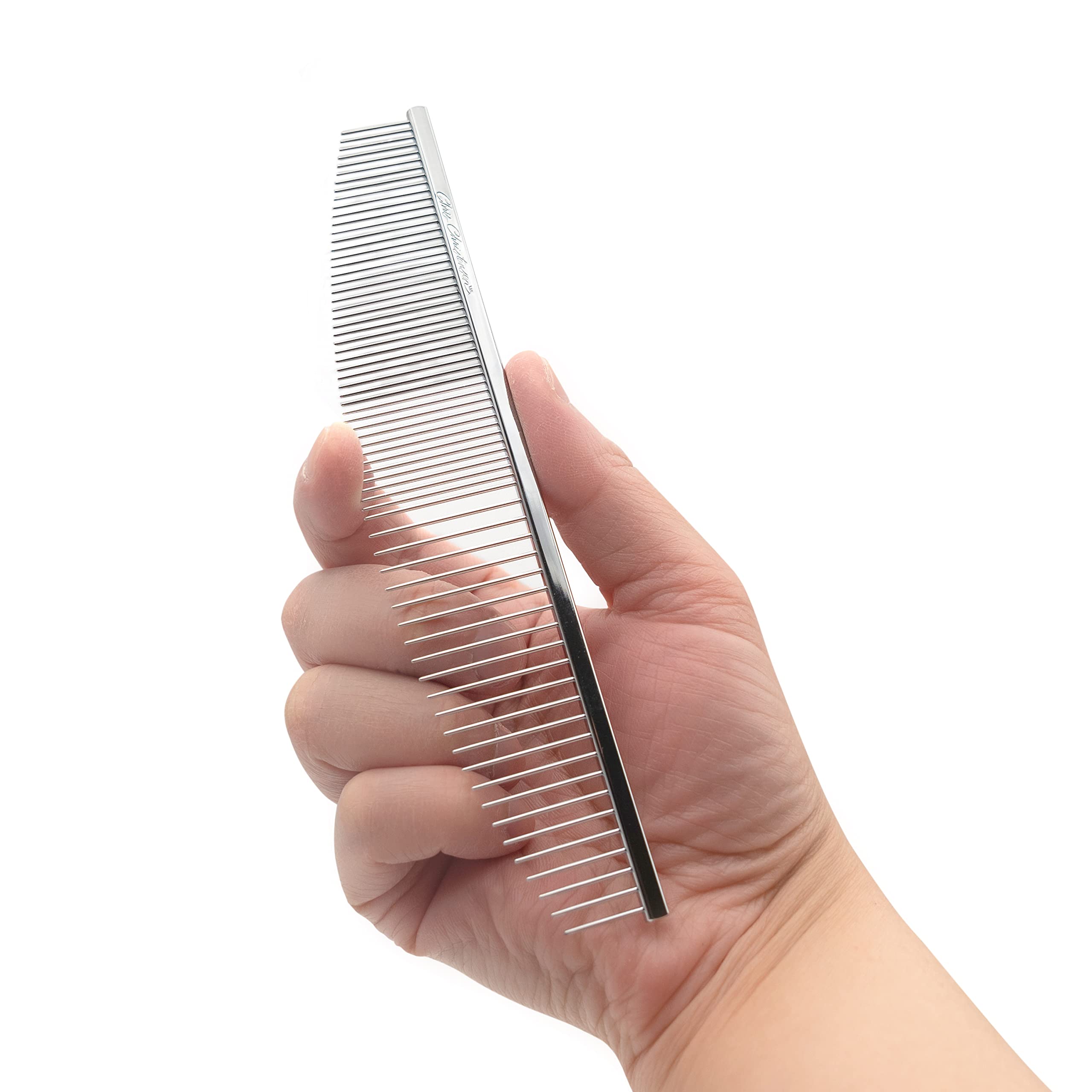Chris Christensen 00C 6.5 in Crescent Coarse/Fine Finishing Butter Comb, Groom Like a Professional, Rounded Corners Prevent Fric