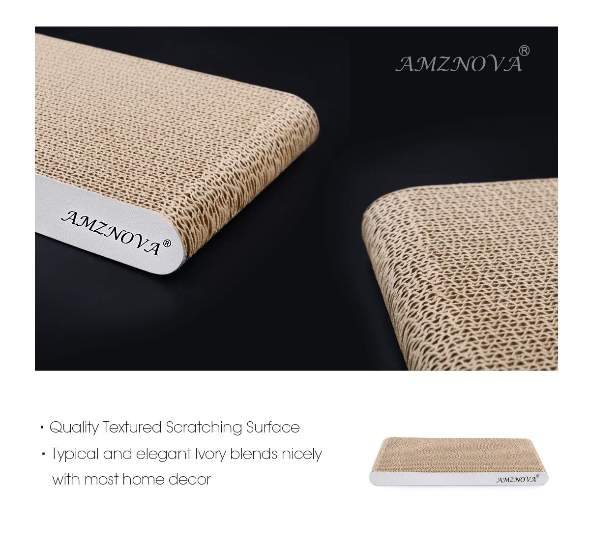 Amznova Durable Cat Scratch Pad, Recyclable, Colors Series, Narrow, Ivory