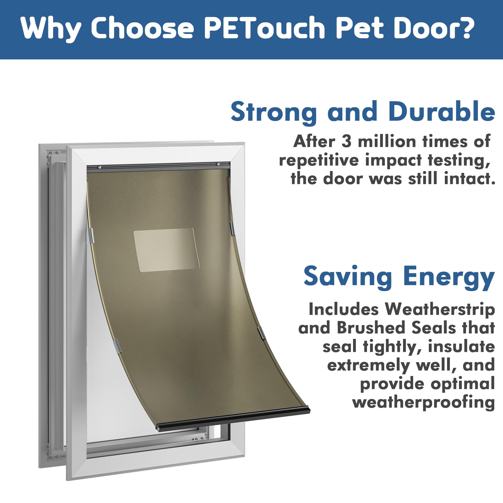 Dog Door Aluminum Pet Door With Large Flap 11' X 16', Petouch Doggie Door Designed With Automatic Closing Magnetic Flap, Telescoping Tunnel & Lockable Sliding Panel For Extreme Weather, Large
