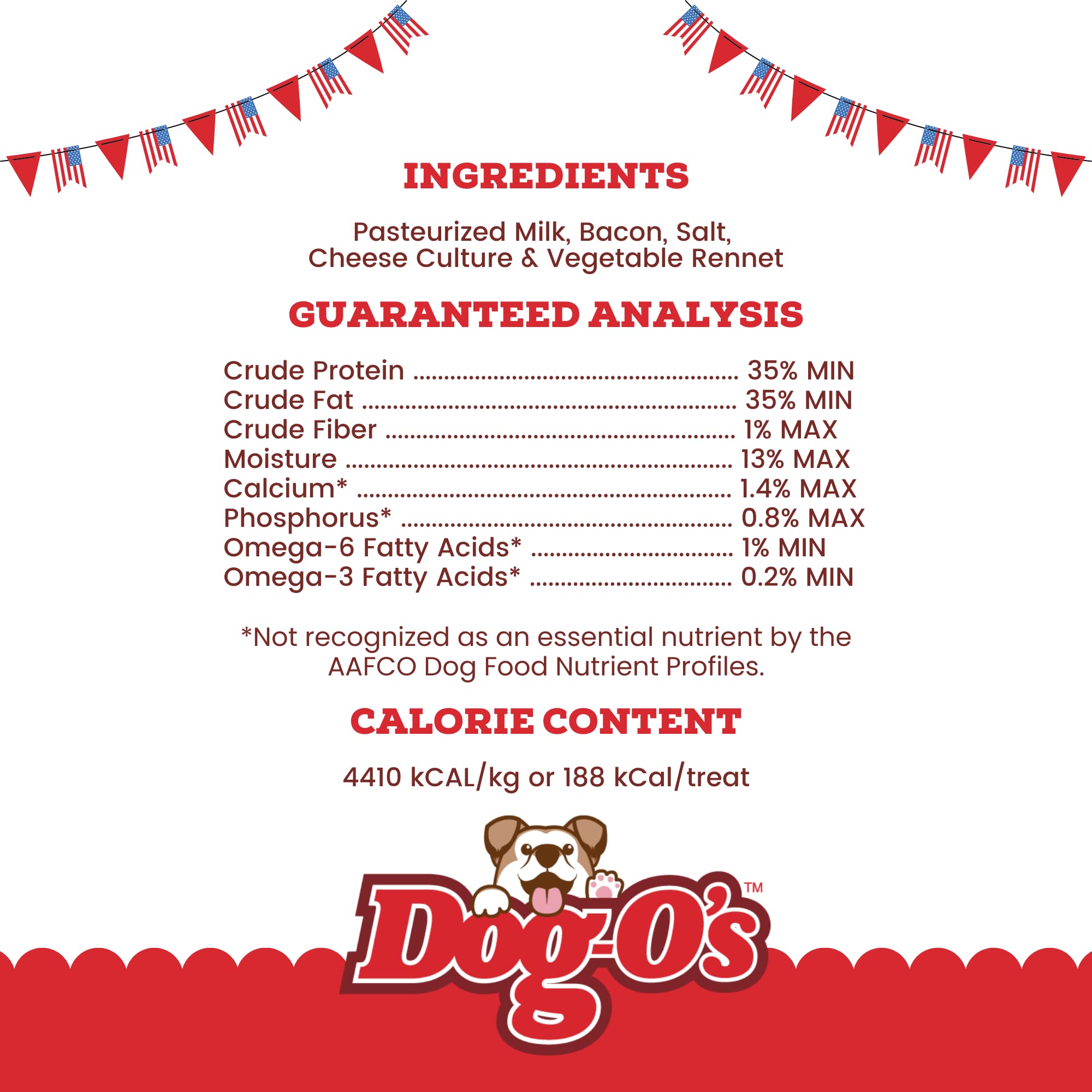 DOG-OS CHEESY CHOMPERS, Bacon, All-Natural, Made in The USA, Grain Free, Gluten Free, Real Cheese Treats for Medium & Large Dog