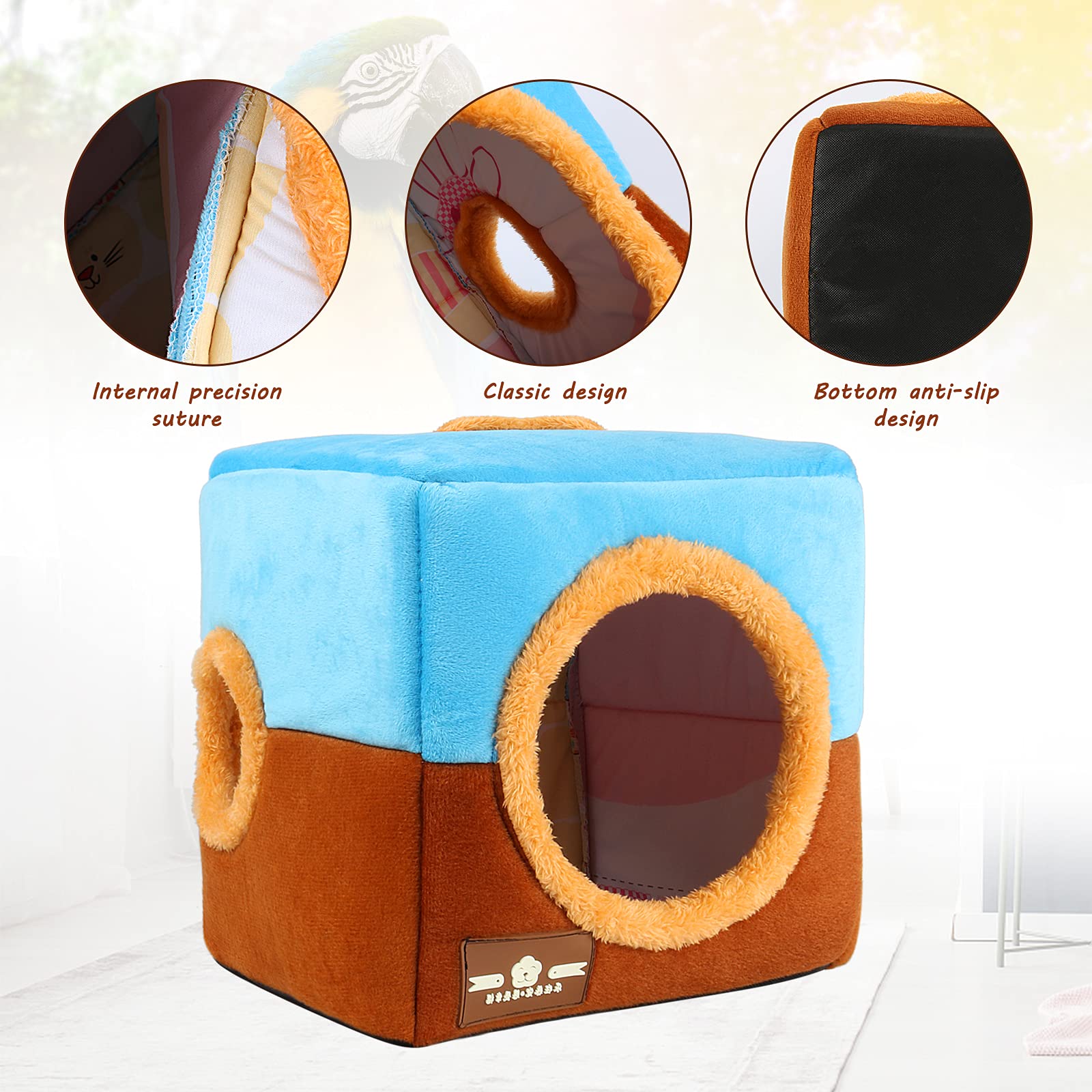 Gindoor Large Size Parrot Nest House - Winter Warm Bird Snuggle Hut Hanging Birds House Cage Hideaway Cave Bed For Large Birds A
