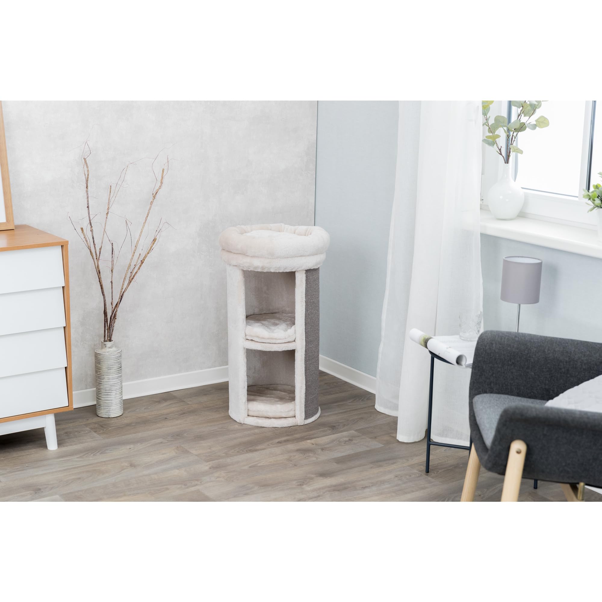 Trixie Mexia 2-Story Cat Condo Tower, Top Platform With Removable Bed, Removable Cushions 15.75 X 15.75 X 29 Inches